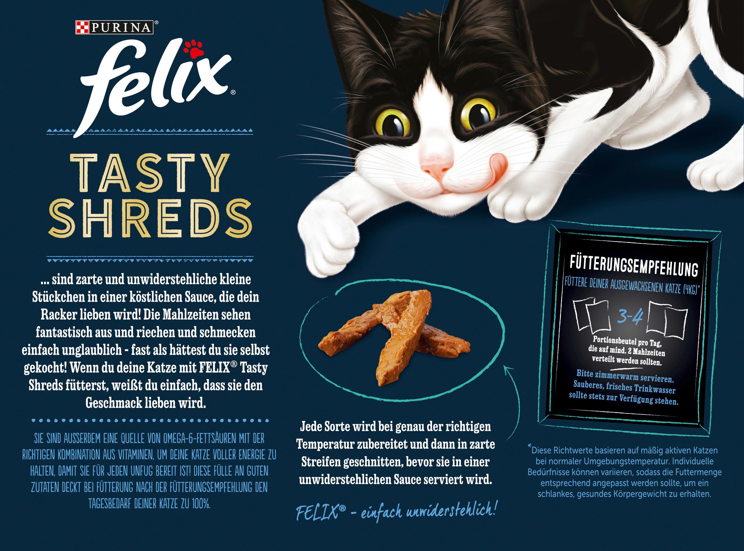 Produktbild PURINA FELIX Katzennassfutter Tasty Shreds Geschmacksvielfalt aus dem Wasser 2 von 3