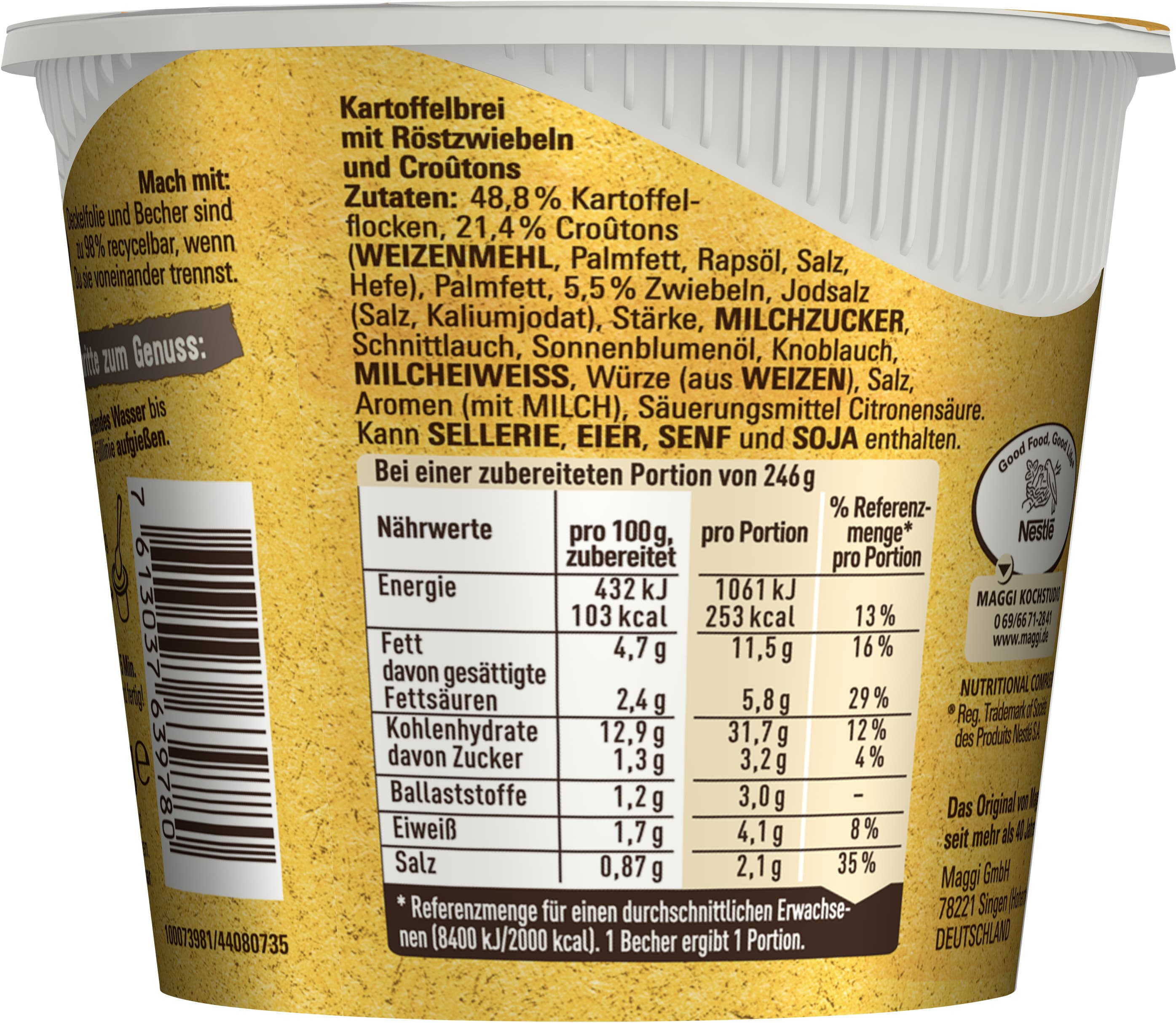 Produktbild MAGGI 5 Minuten Terrine Kartoffelbrei mit Röstzwiebeln & Croutons 3 von 5
