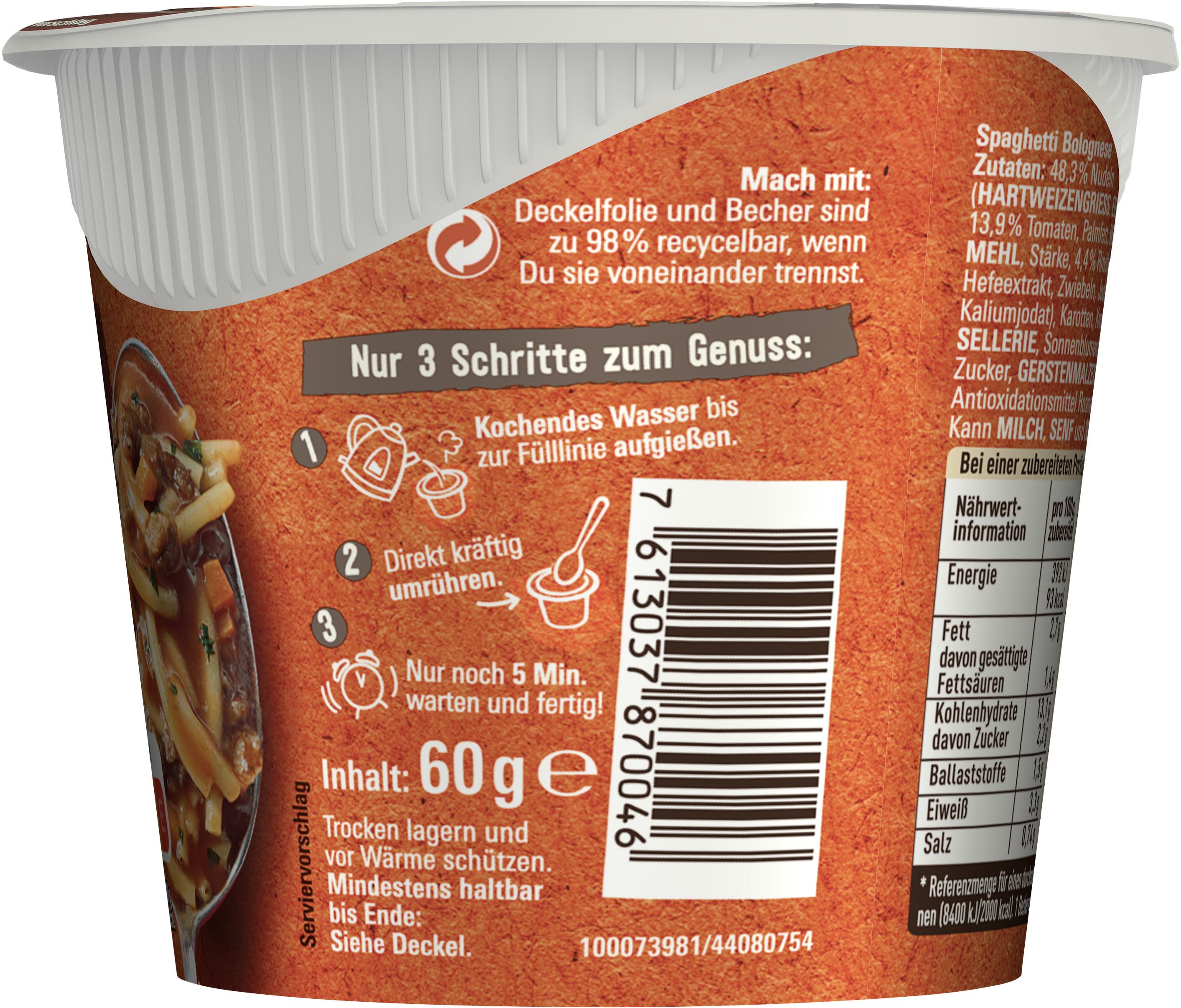 Produktbild MAGGI 5 Minuten Terrine Spaghetti Bolognese 2 von 3