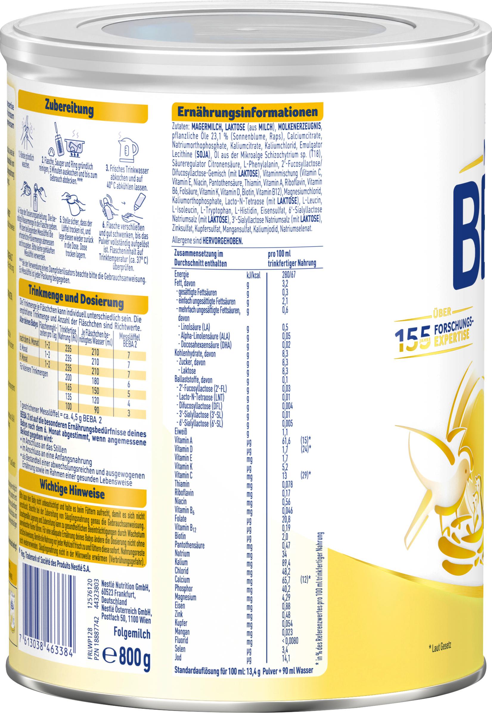 Produktbild BEBA 2 Folgemilch nach dem 6. Monat 11 von 17