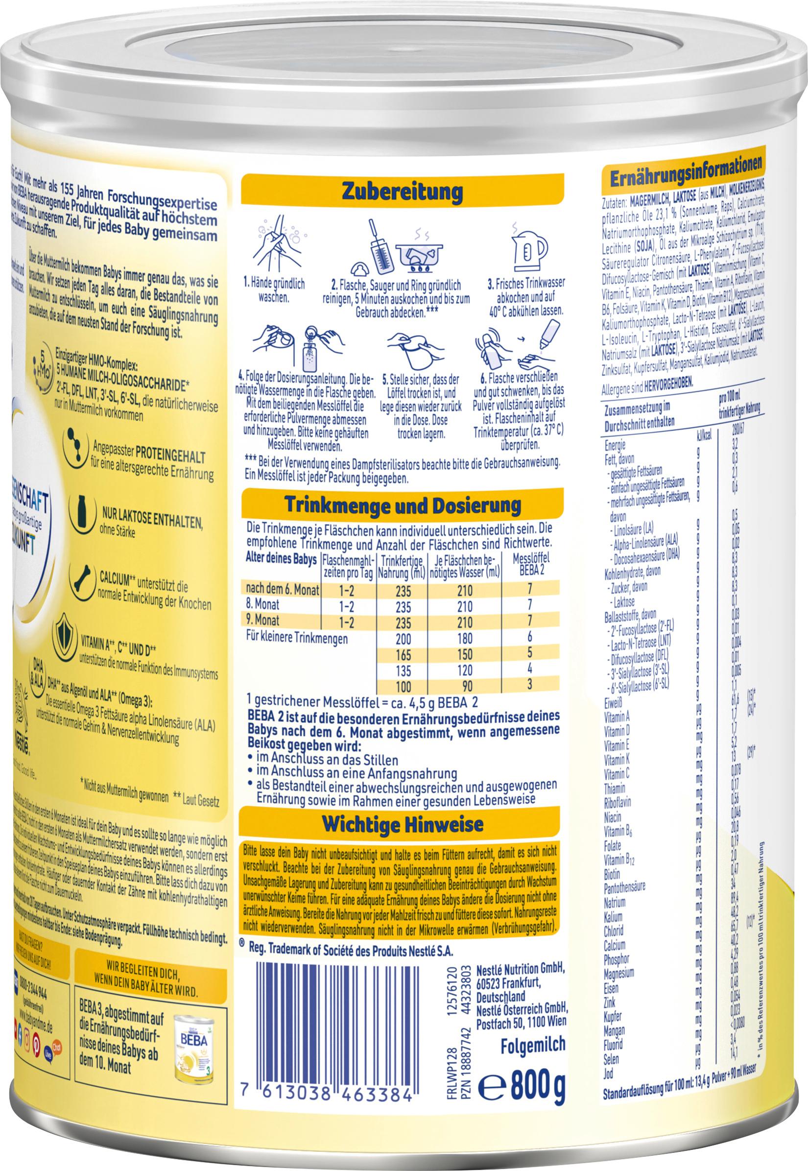 Produktbild BEBA 2 Folgemilch nach dem 6. Monat 2 von 17