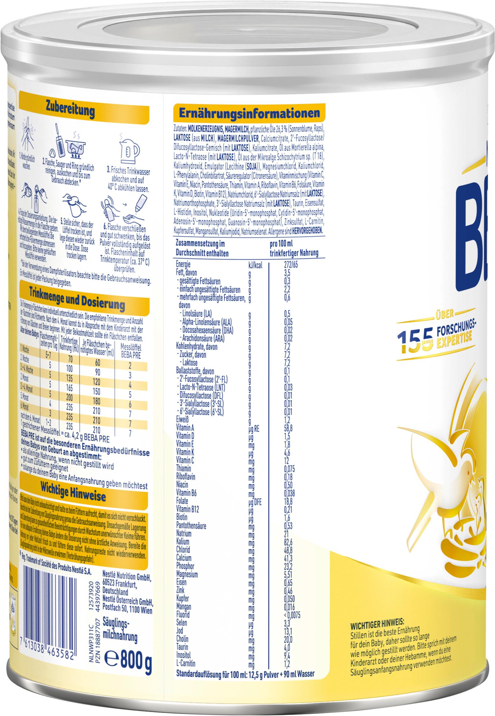 Produktbild BEBA PRE Säuglingsmilchnahrung von Geburt an 22 von 31