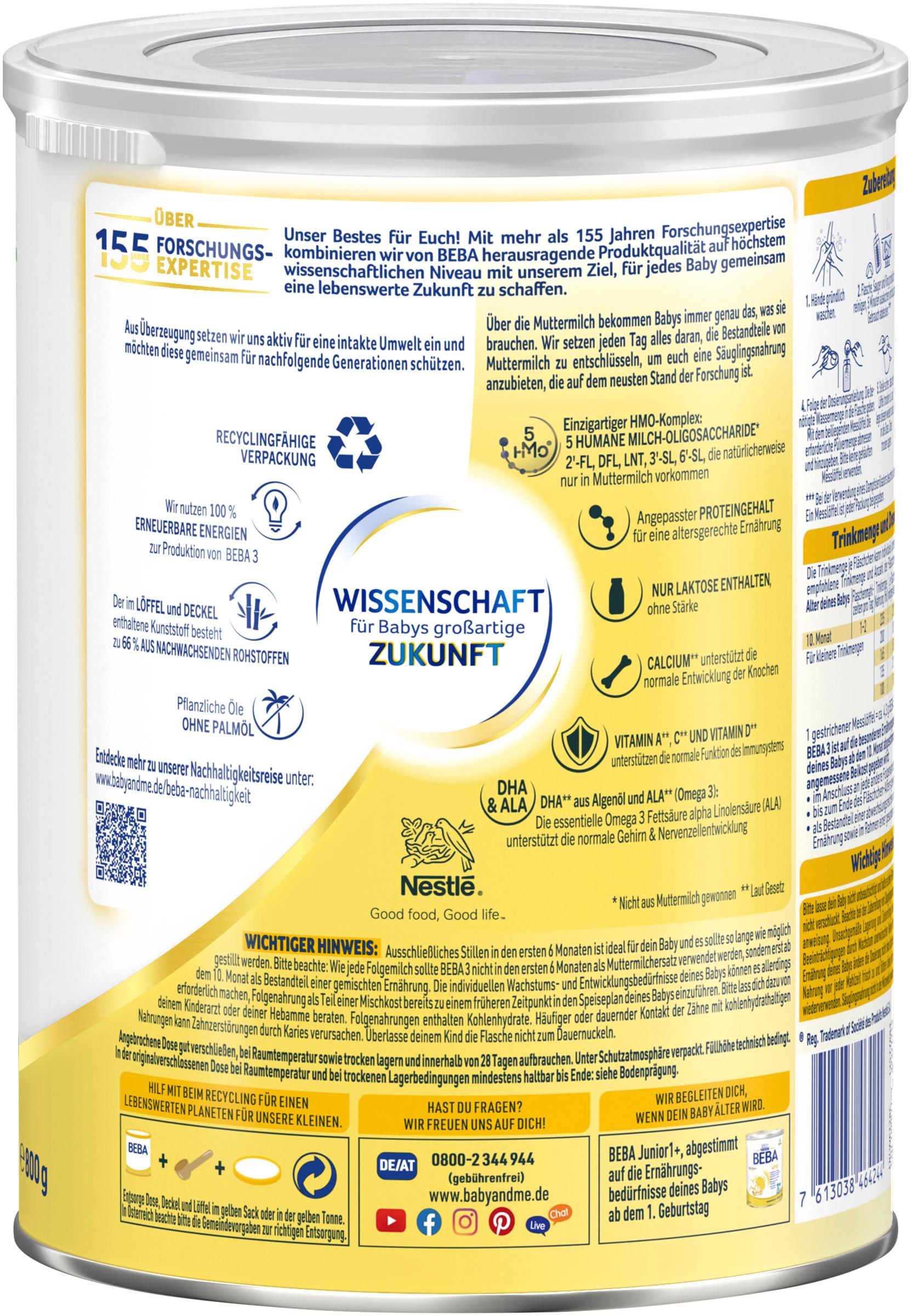 Produktbild BEBA 3 Folgemilch ab dem 10. Monat 6 von 16