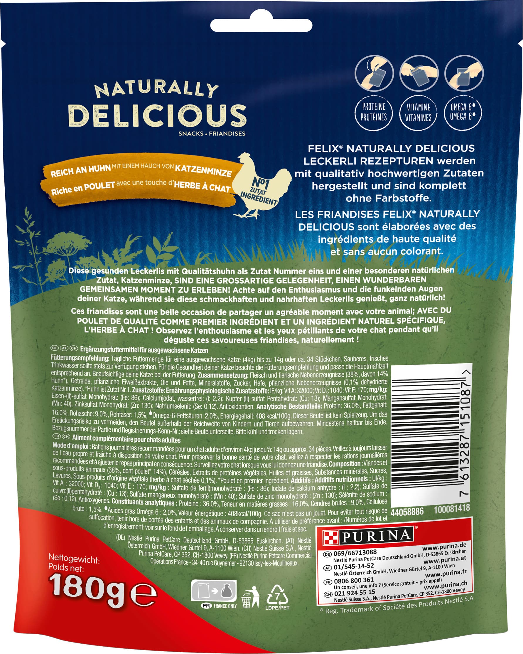 Produktbild PURINA FELIX Katzensnacks Naturally Delicious mit Huhn Maxi Pack 2 von 2