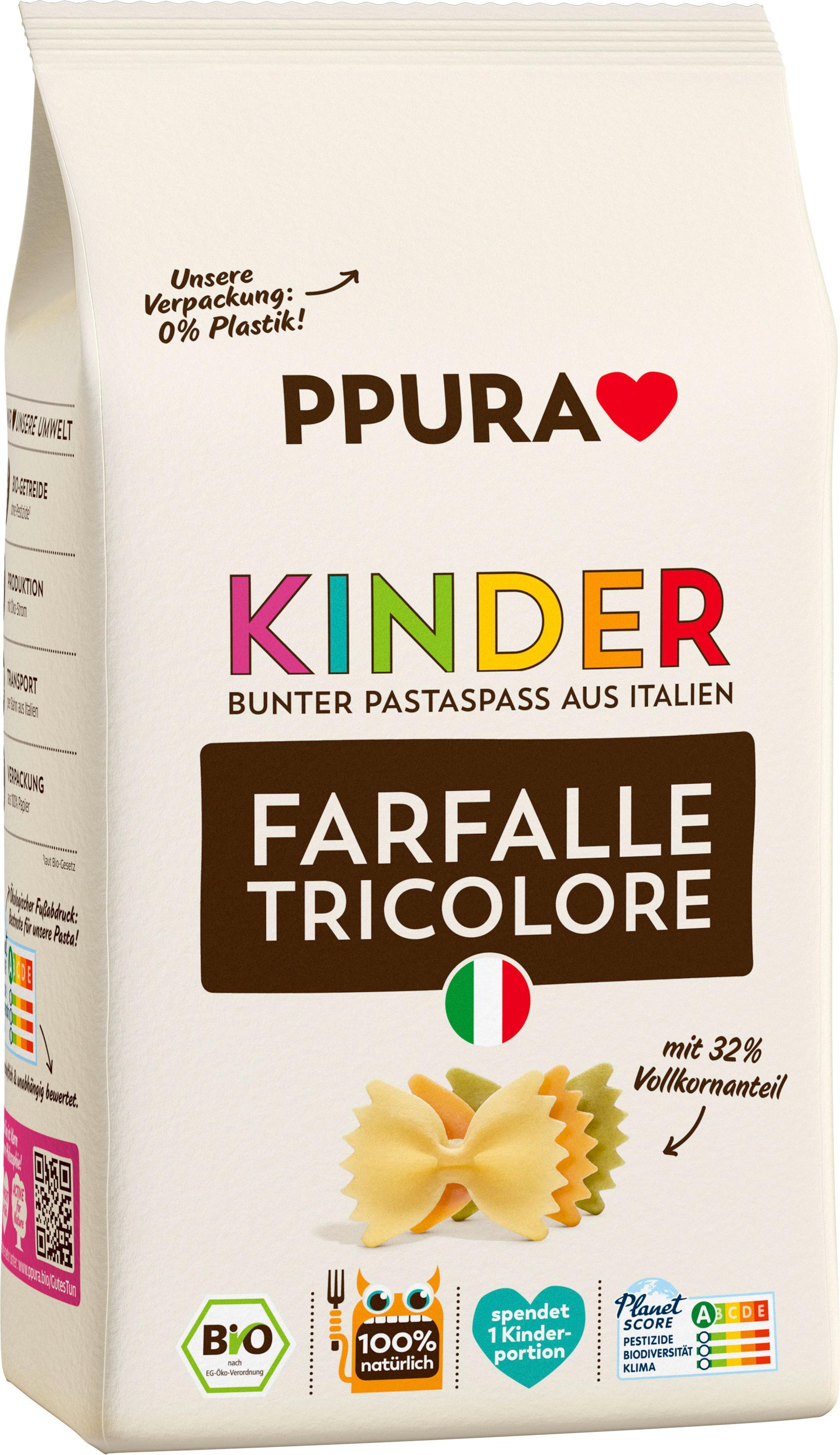 Produktbild PPURA Bio Nudeln für Kinder Farfalle Tricolore, 100% natürlich 5 von 5
