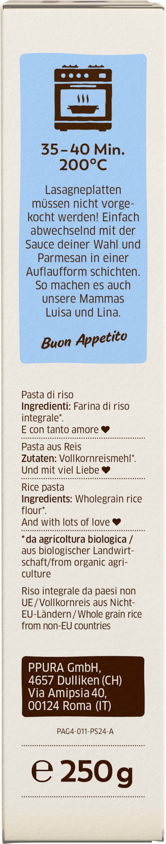 Produktbild PPURA Bio Lasagne aus Vollkornreis 3 von 4