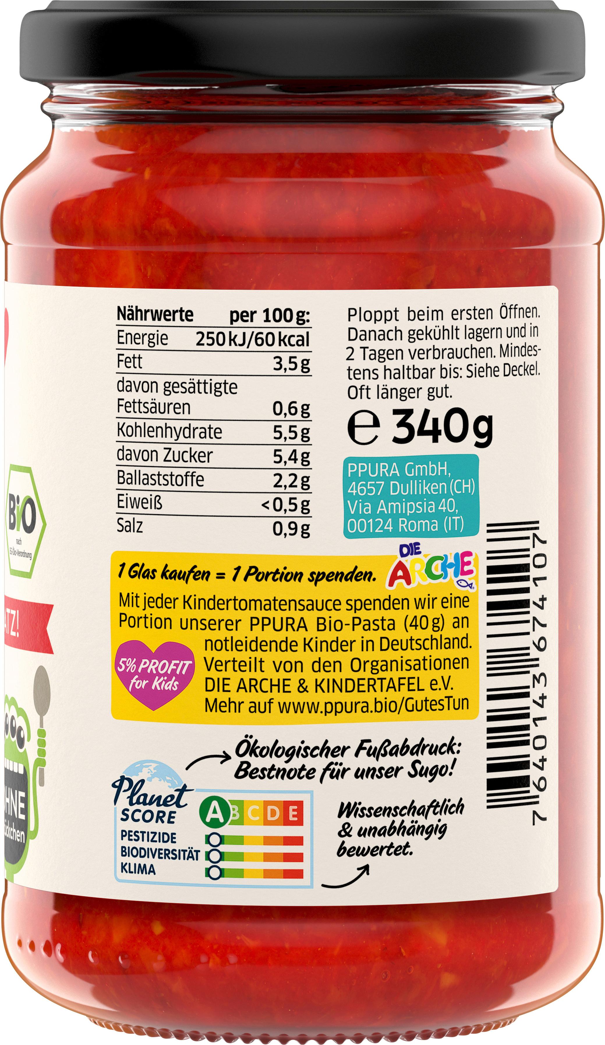Produktbild PPURA Bio Tomatensauce für Kinder ohne Zuckerzusatz, 100% natürlich 3 von 6