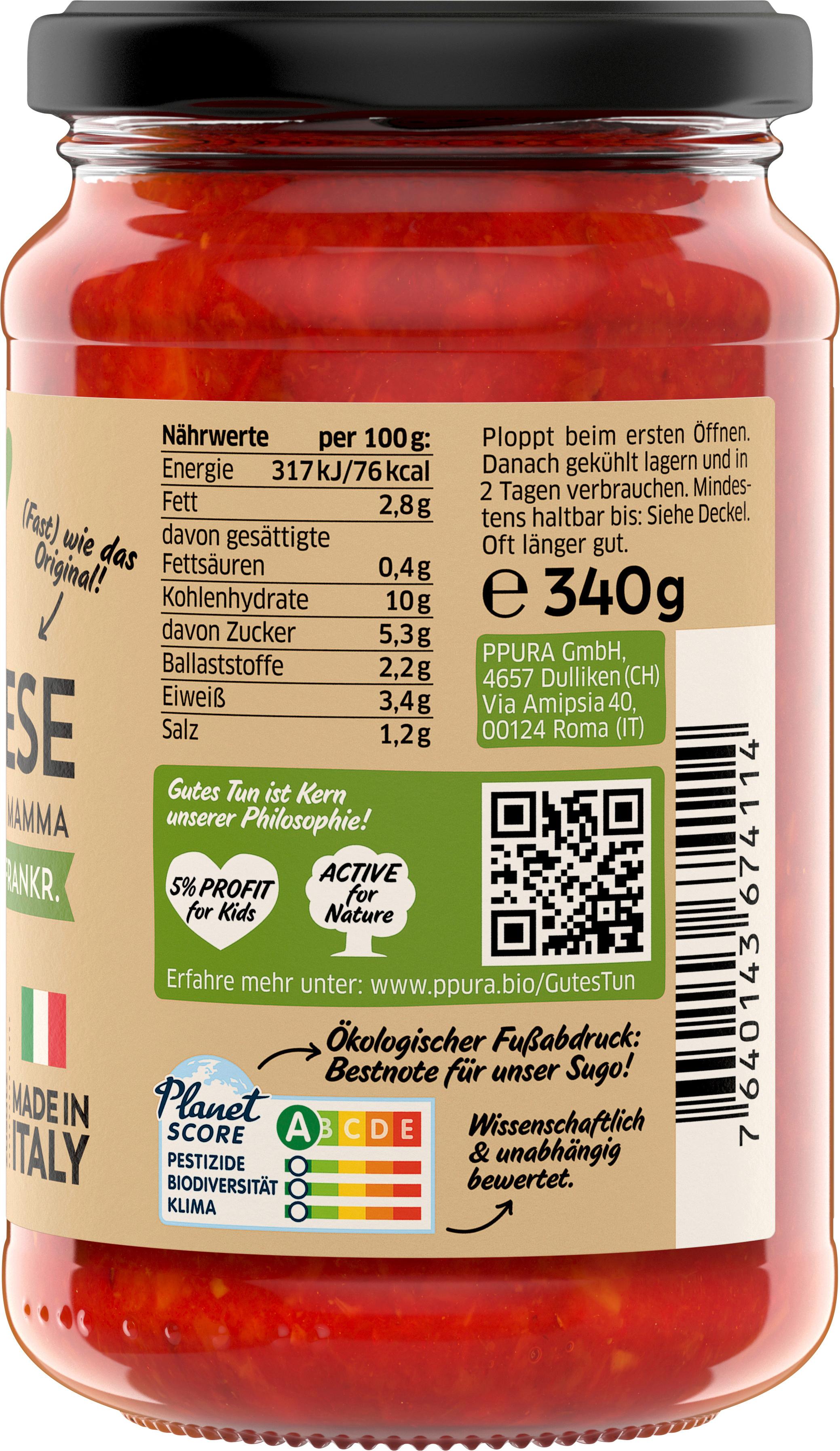 Produktbild PPURA Bio Sugo Bolognese Vegan, 100% natürlich 2 von 3