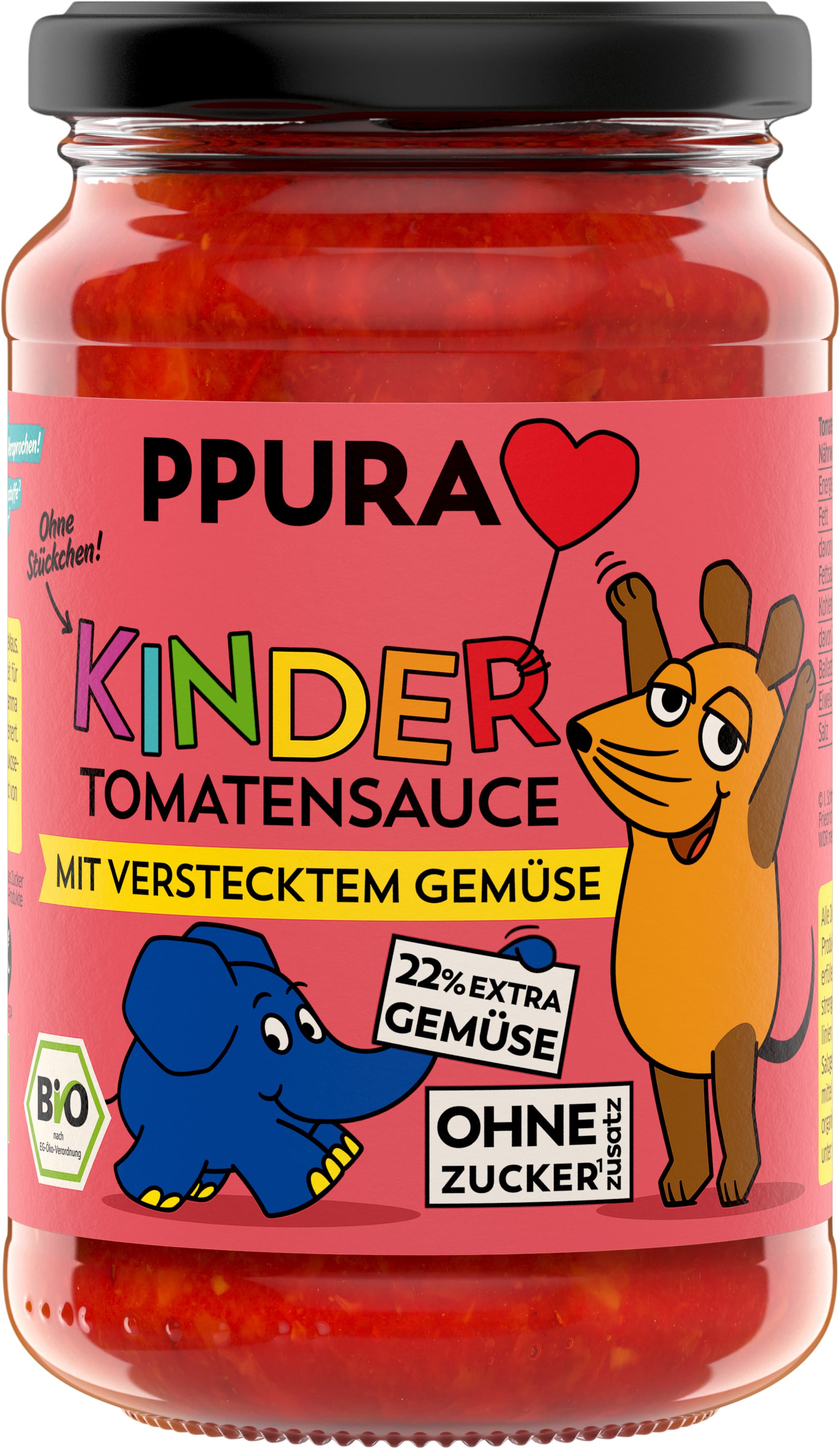 PPURA Bio Tomatensauce für Kinder mit Gemüse, 100% natürlich