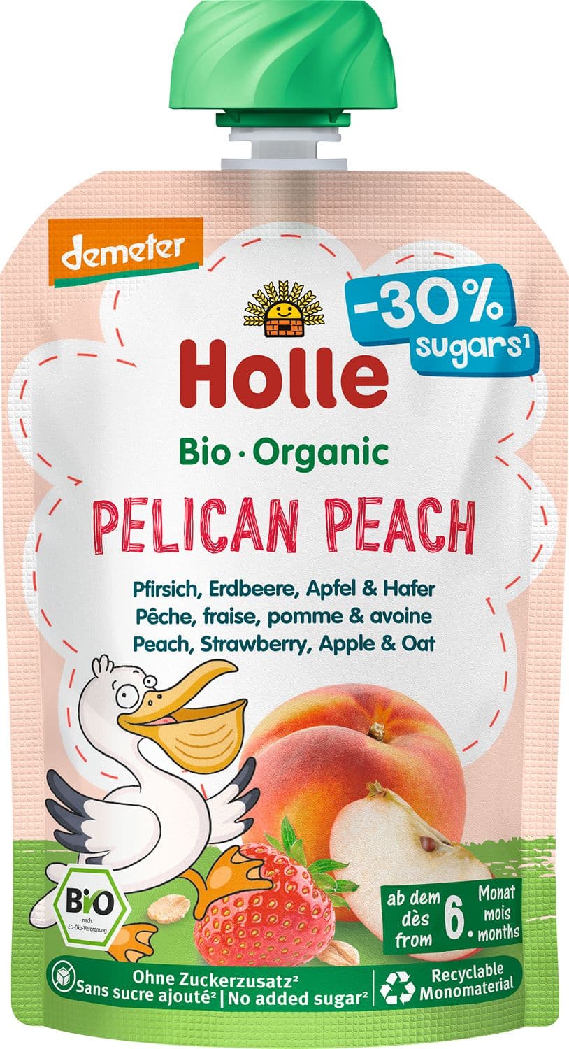 Holle Bio Demeter Pelican Peach Pfirsich, Erdbeere, Apfel und Hafer