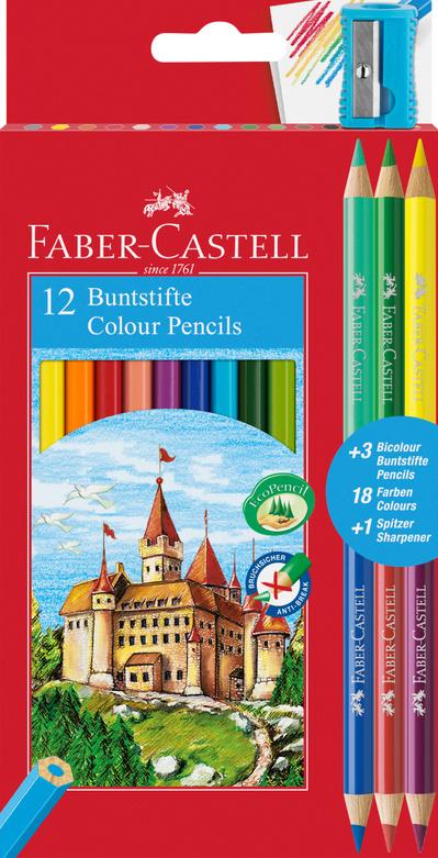 FABER-CASTELL Buntstifte ECO 12+3 Bicolor