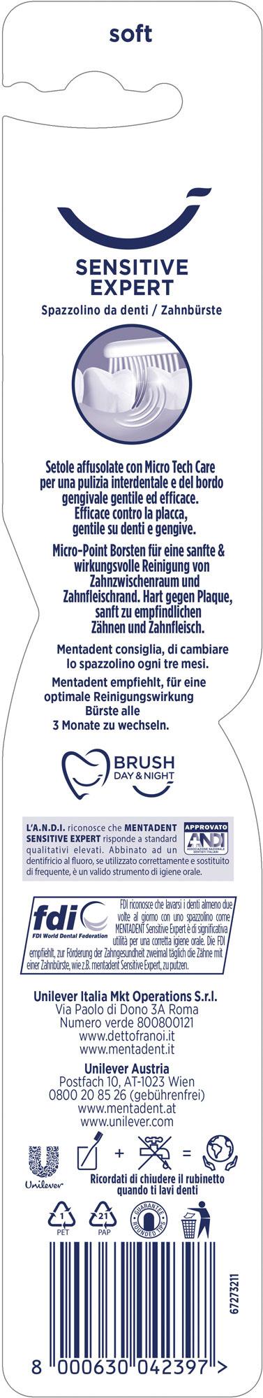 Produktbild mentadent Zahnbürste Sensitive Expert Soft 2 von 2