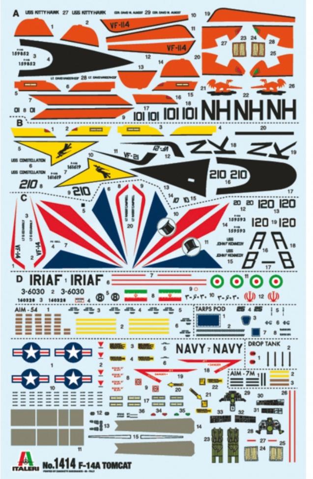 Produktbild Italeri 510001414 - 1:72 F-14A Tomcat Recessed Line Panels 3 von 6