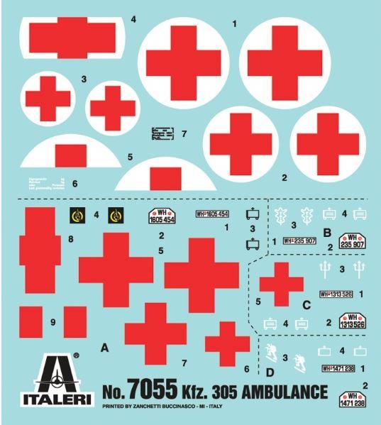 Produktbild Italeri 7055 - Militärfahrzeug - KFZ.305 AMBULANCE 1:72 3 von 4