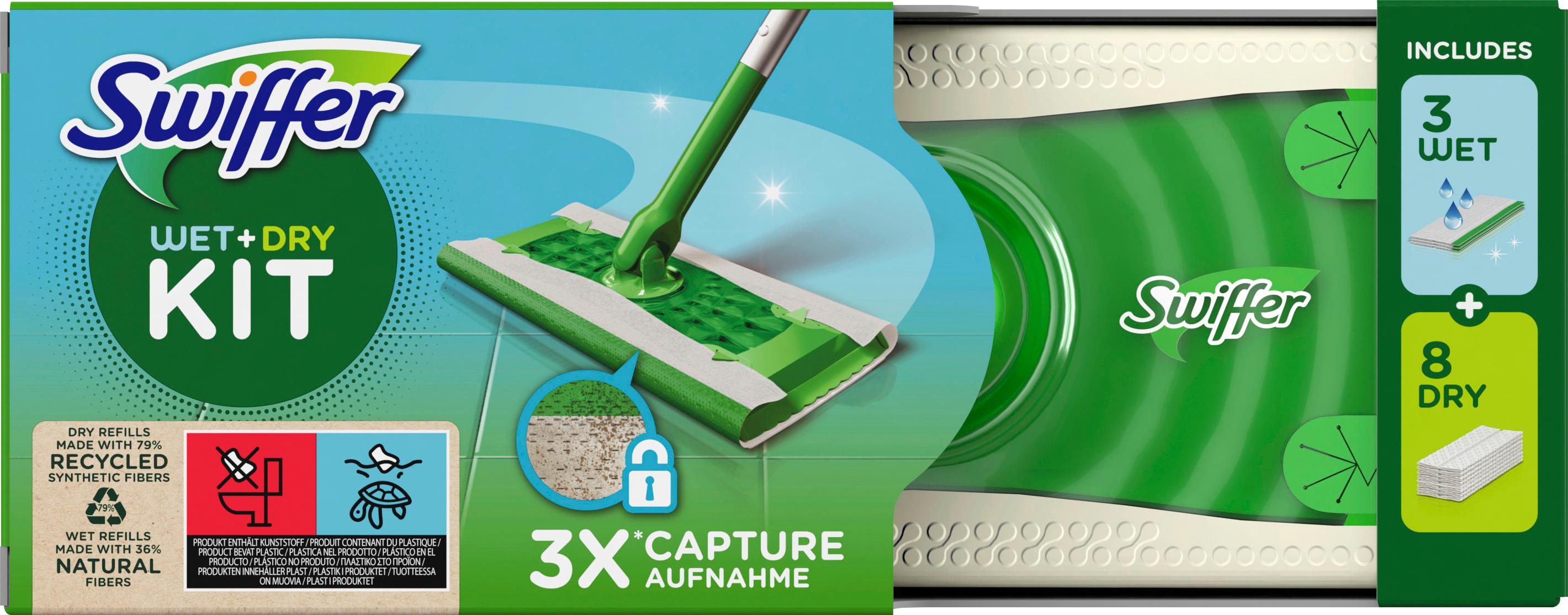 Swiffer Bodenstab Starterset + 8 Trockentücher + 3 Wet Wischtücher