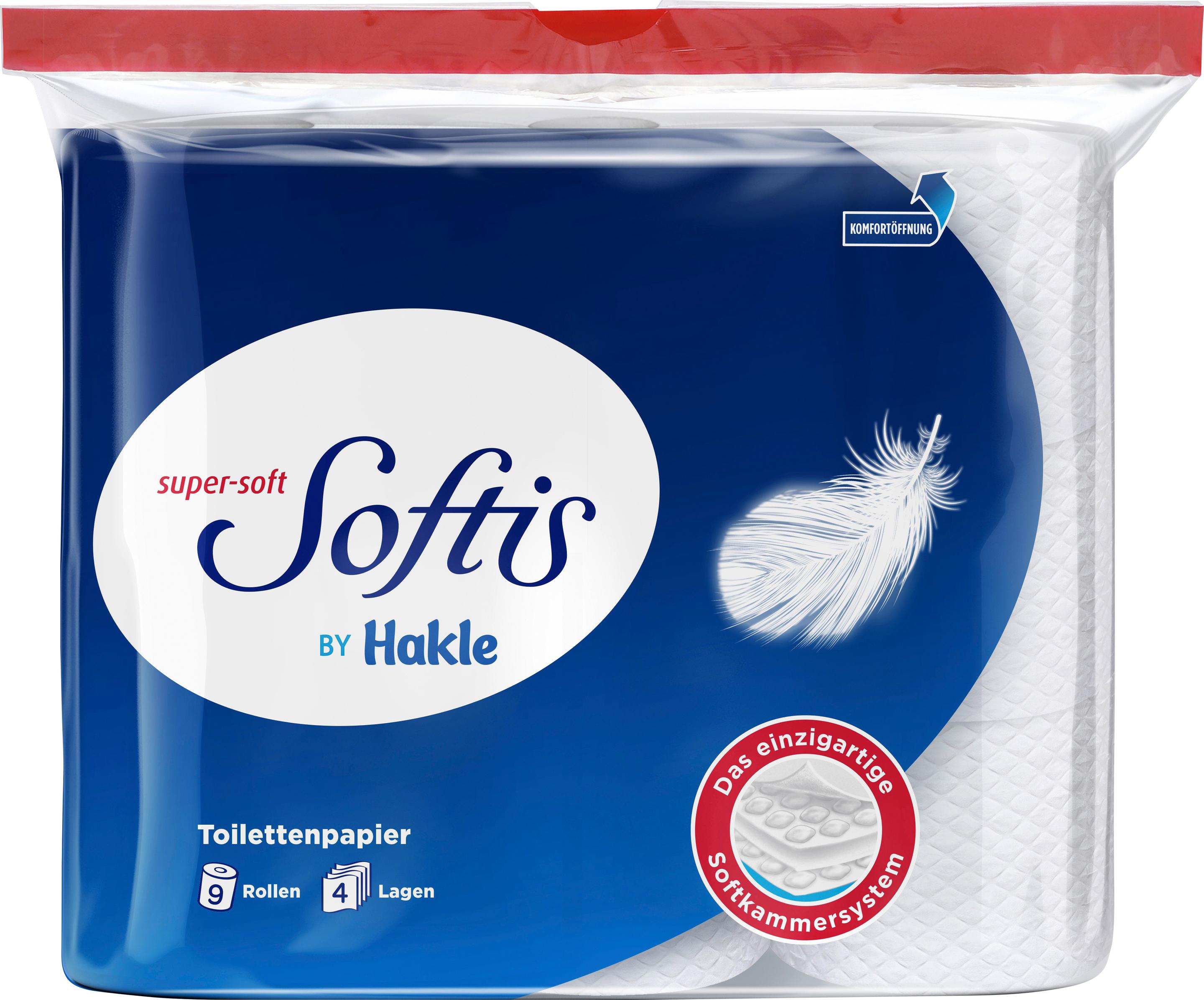 Softis Toilettenpapier 4 lagen 9 Rollen 100 Blatt
