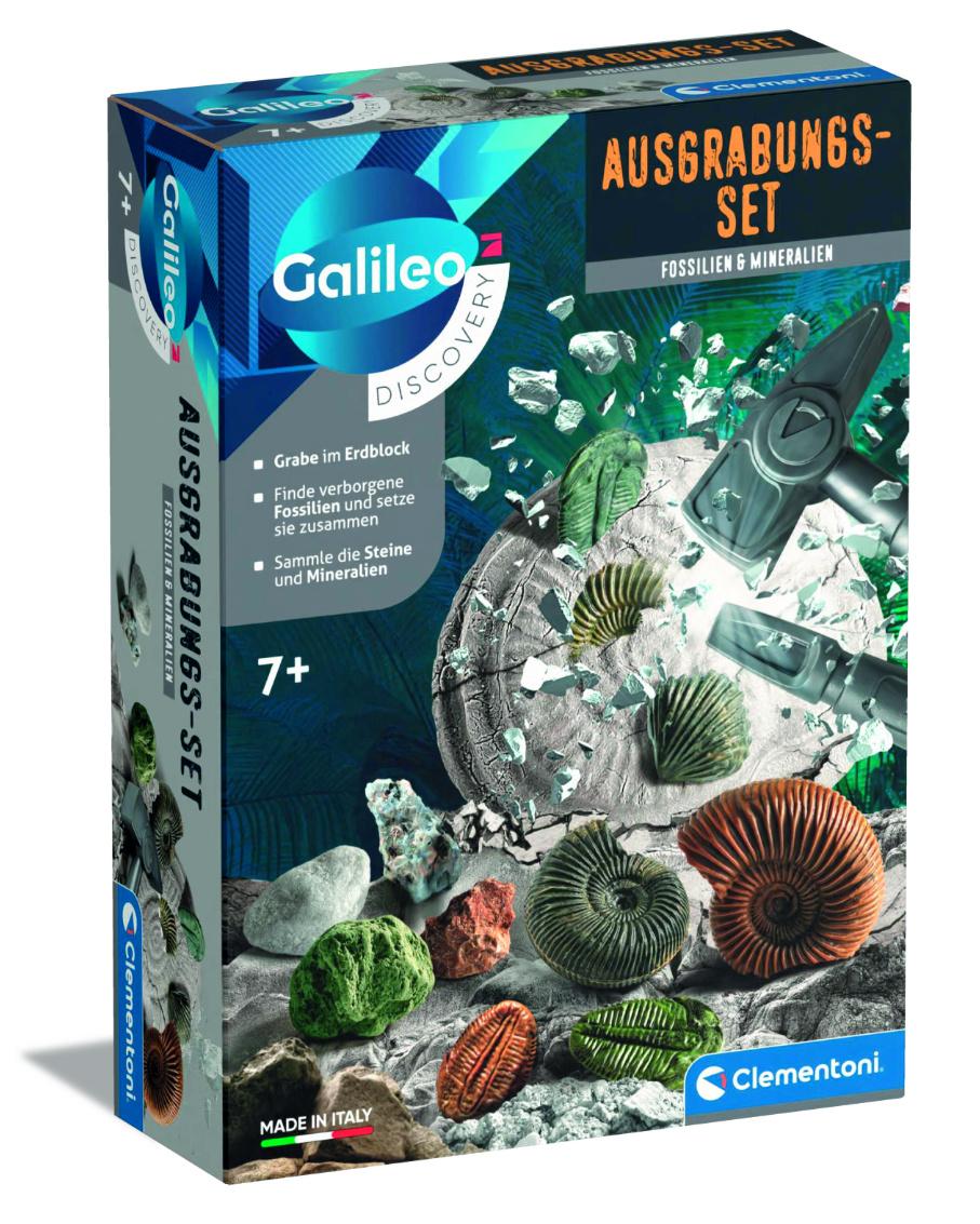 Clementoni - Galileo - Austrabungs-Set Fossilien&Mineralien