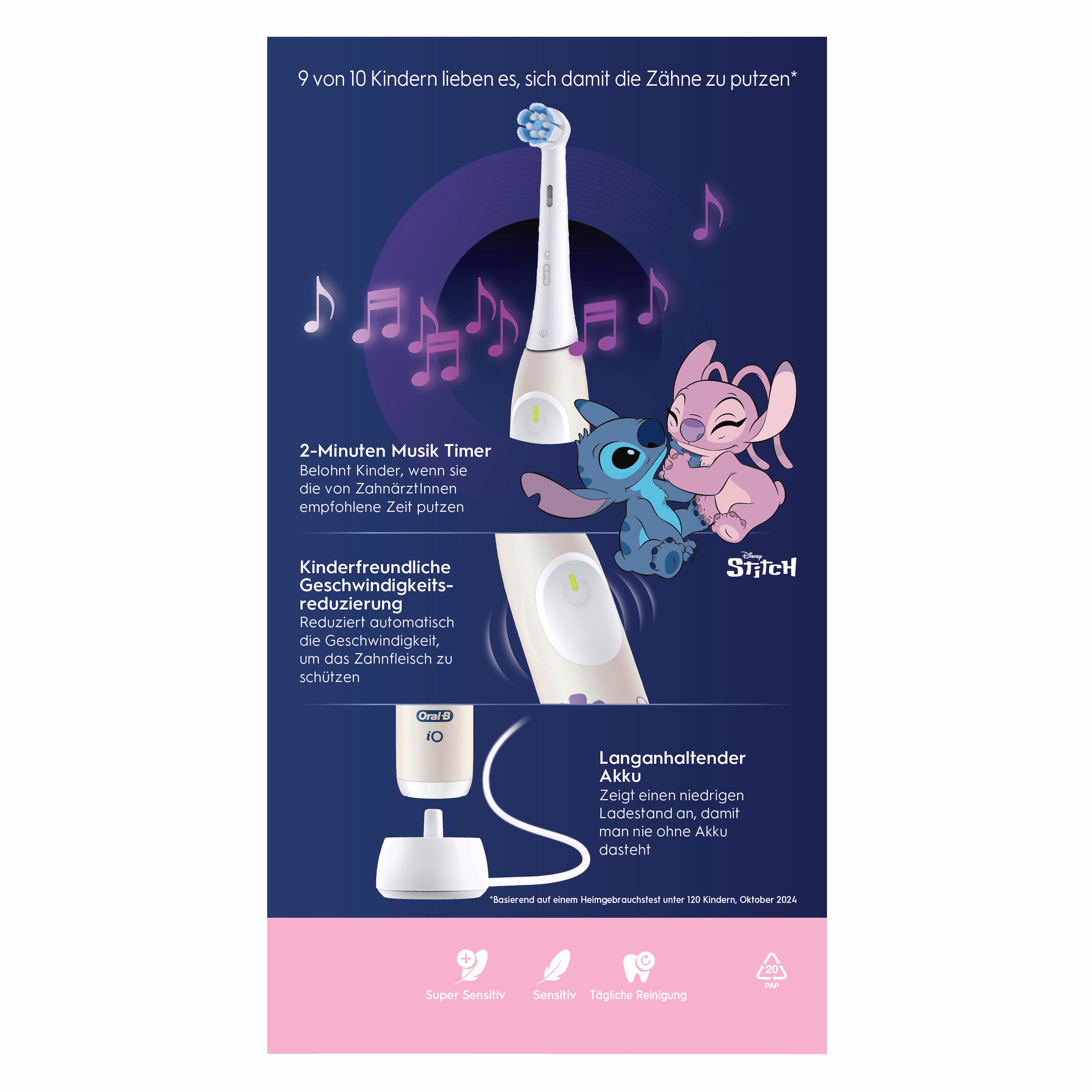 Oral-B Elektrische Zahnbürste iO Kids 6+ mit Reiseetui Angel
