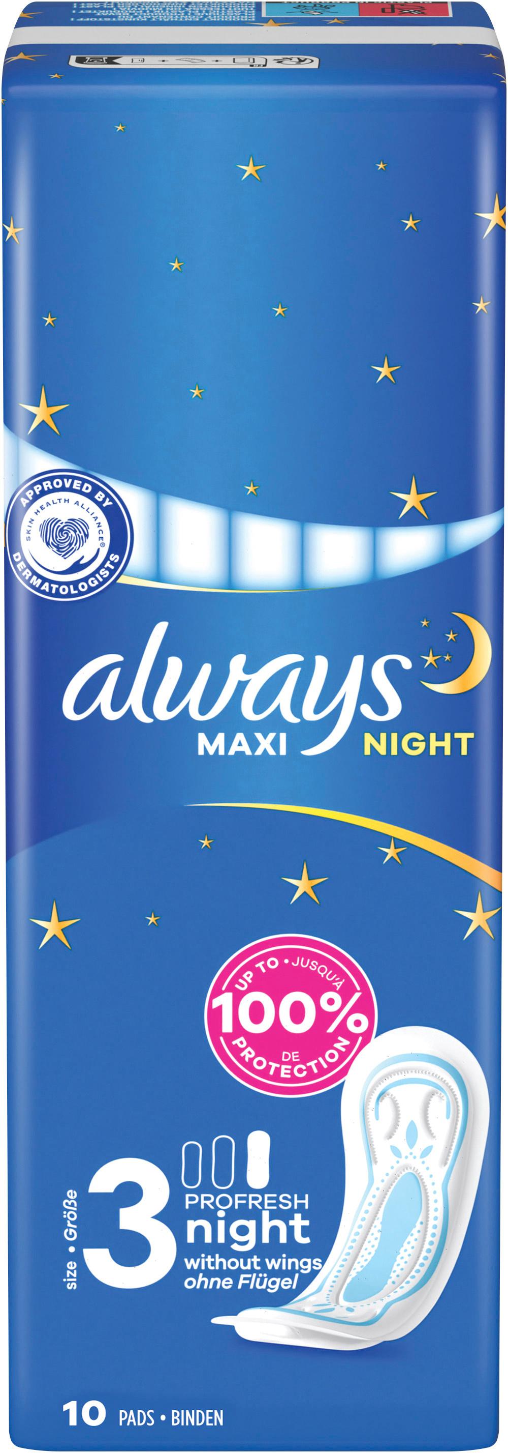 Produktbild Always MAXI Damenbinden ProFresh Night 10ST 8 von 12
