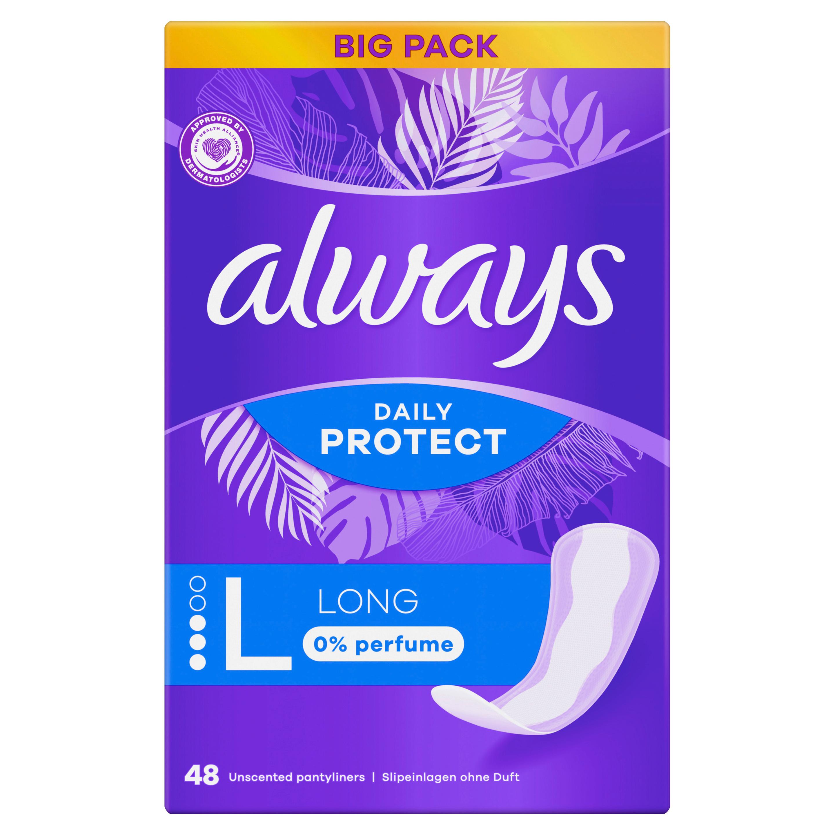 Always DAILY Slipeinlagen always Slipeinlage Daily Protect Long ohne Duft BigPack 48