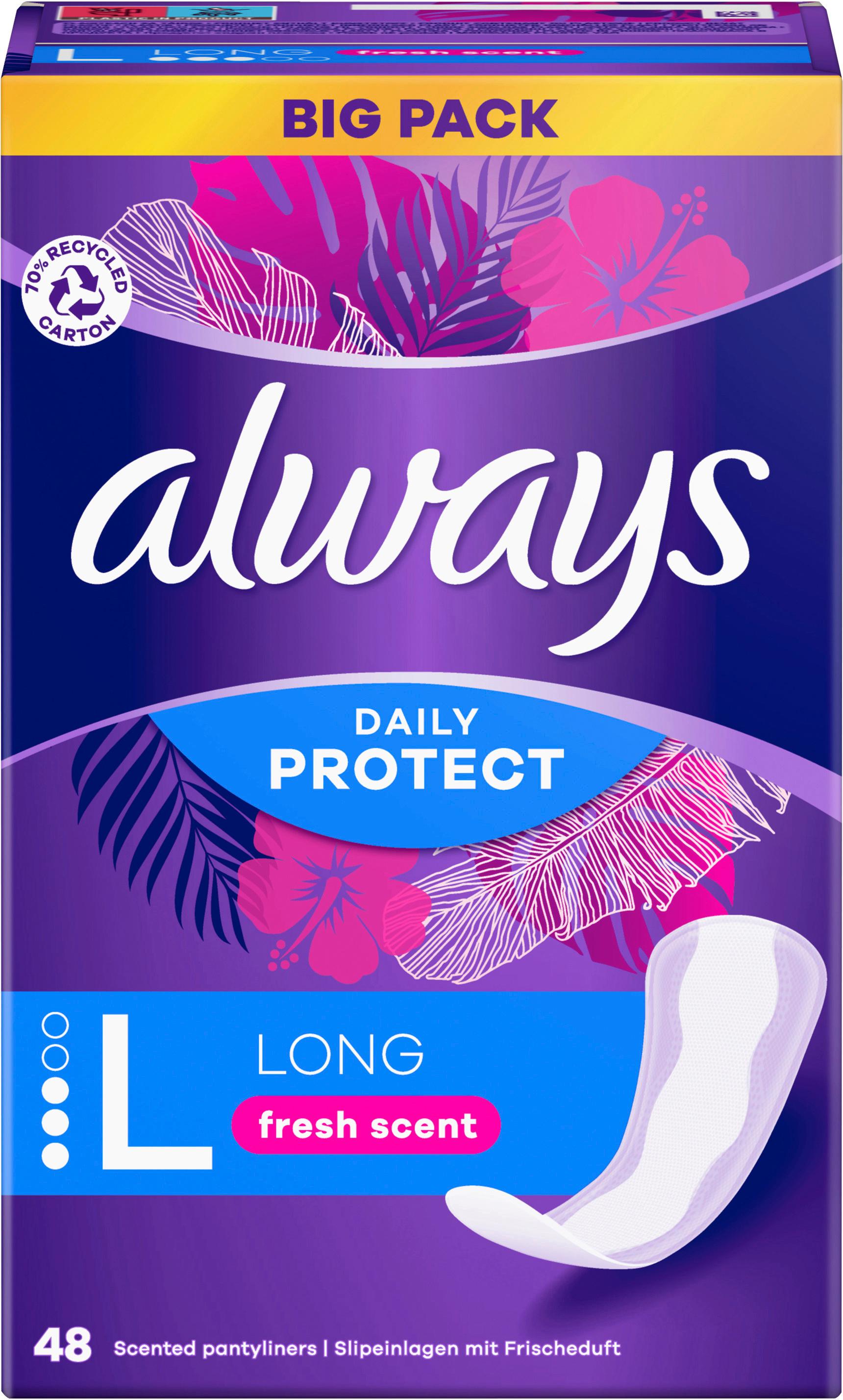 Produktbild Always DAILY Slipeinlagen always Slipeinlage Daily Protect Long mit Frischeduft BigPack 48 4 von 16
