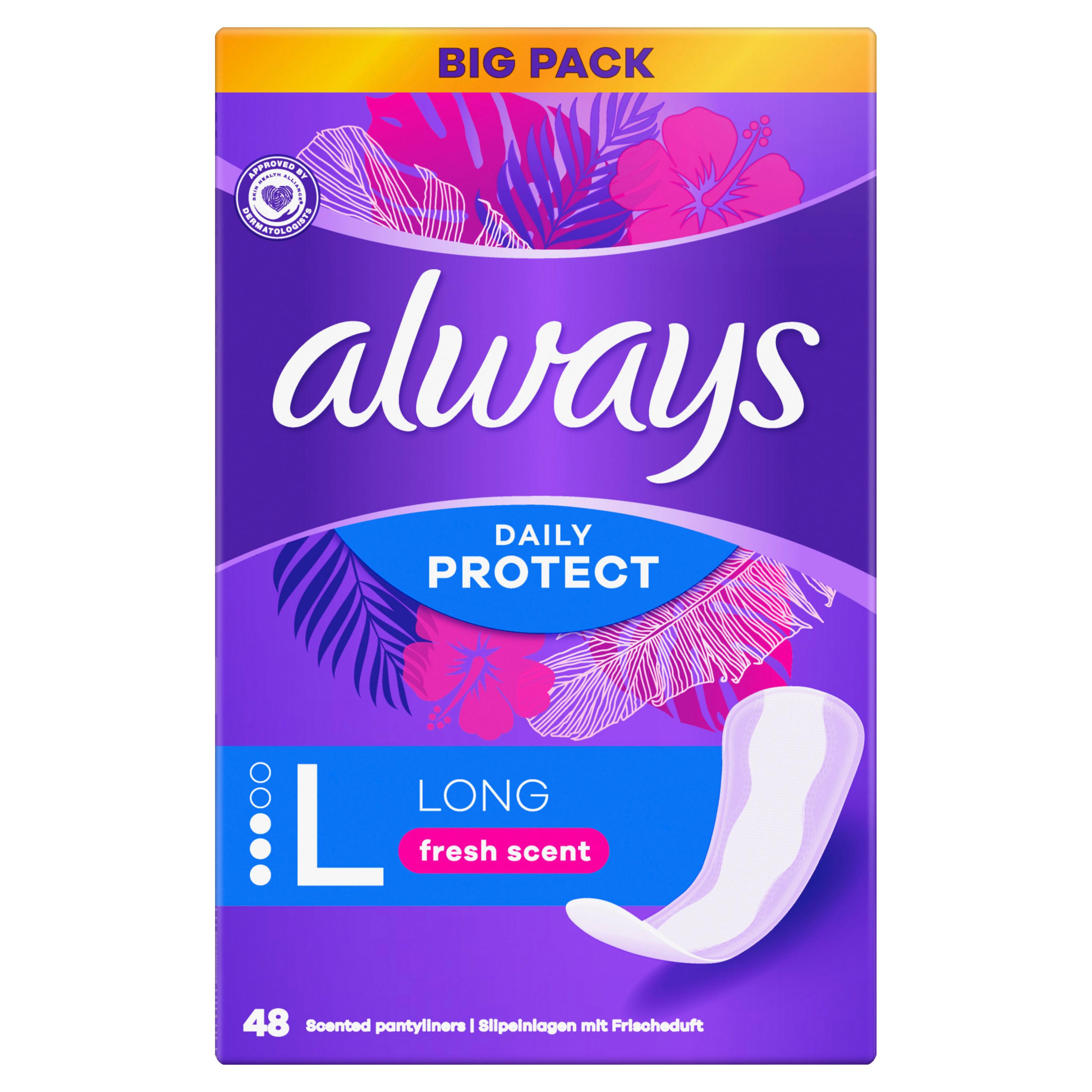 Always DAILY Slipeinlagen always Slipeinlage Daily Protect Long mit Frischeduft BigPack 48