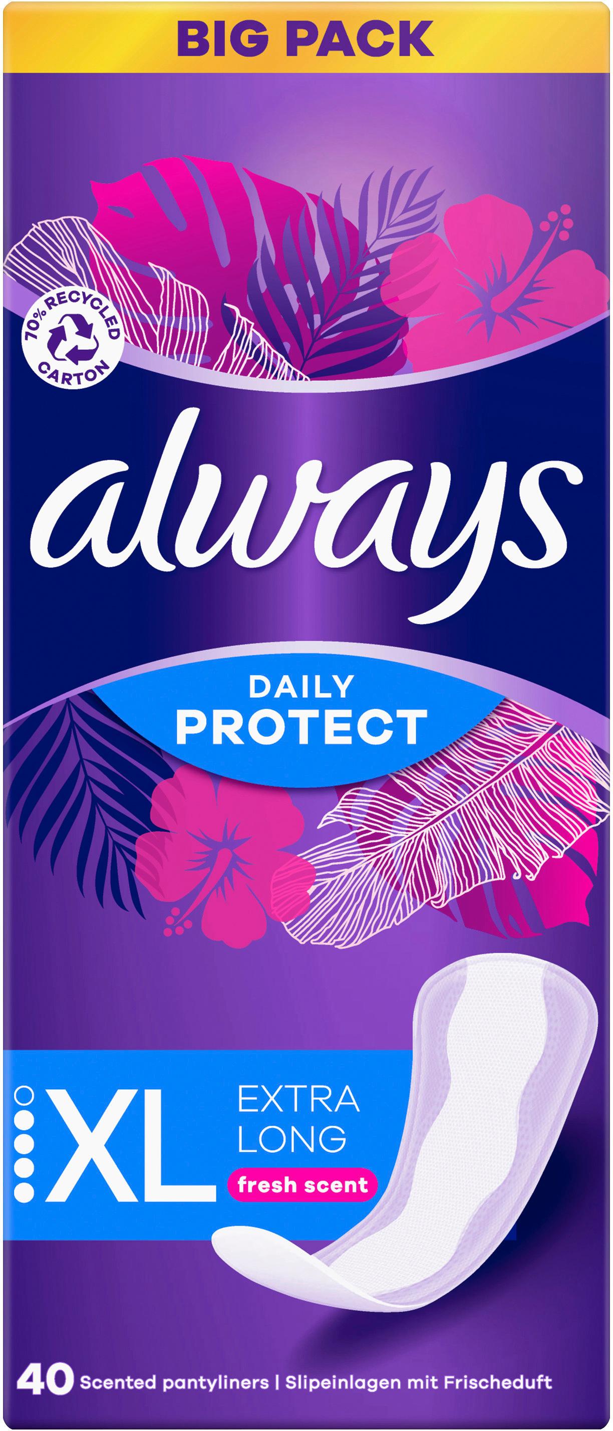 Always DAILY Slipeinlagen Protect Extra Long mit Frischeduft BigPack 40ST