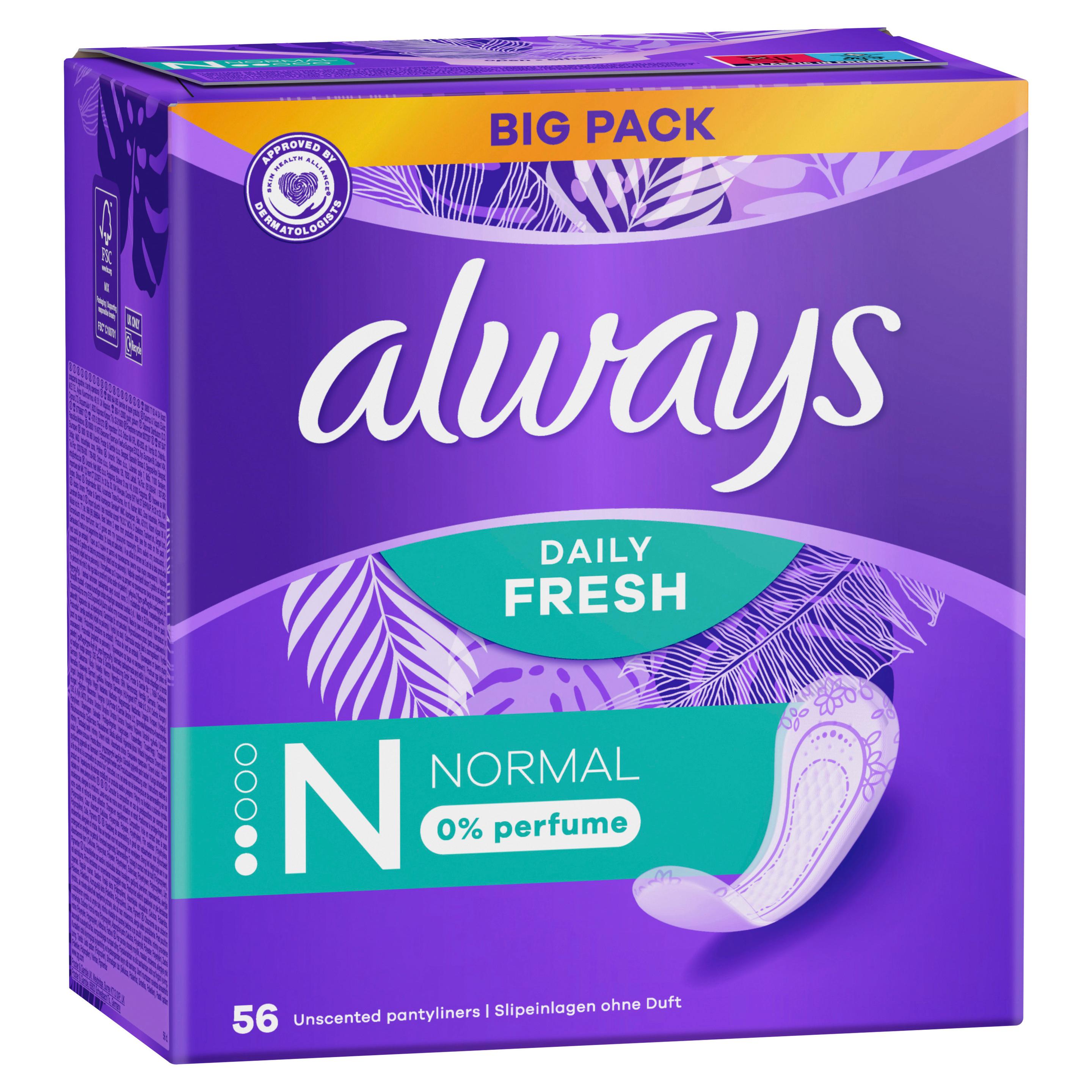 Produktbild Always DAILY Slipeinlagen Fresh Normal ohne Duft BigPack 56 Stück 9 von 21