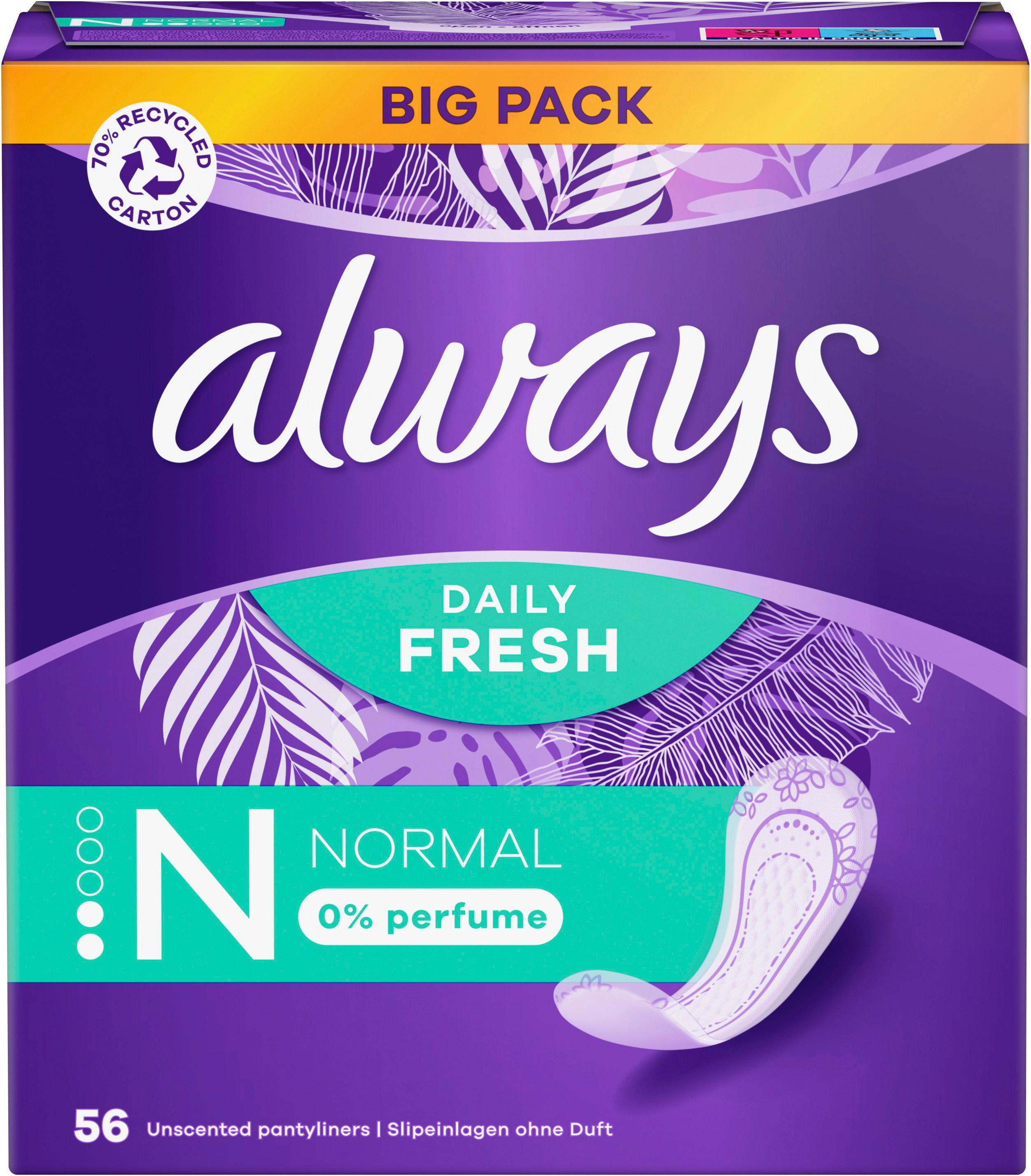 Produktbild Always DAILY Slipeinlagen Fresh Normal ohne Duft BigPack 56 Stück 21 von 21