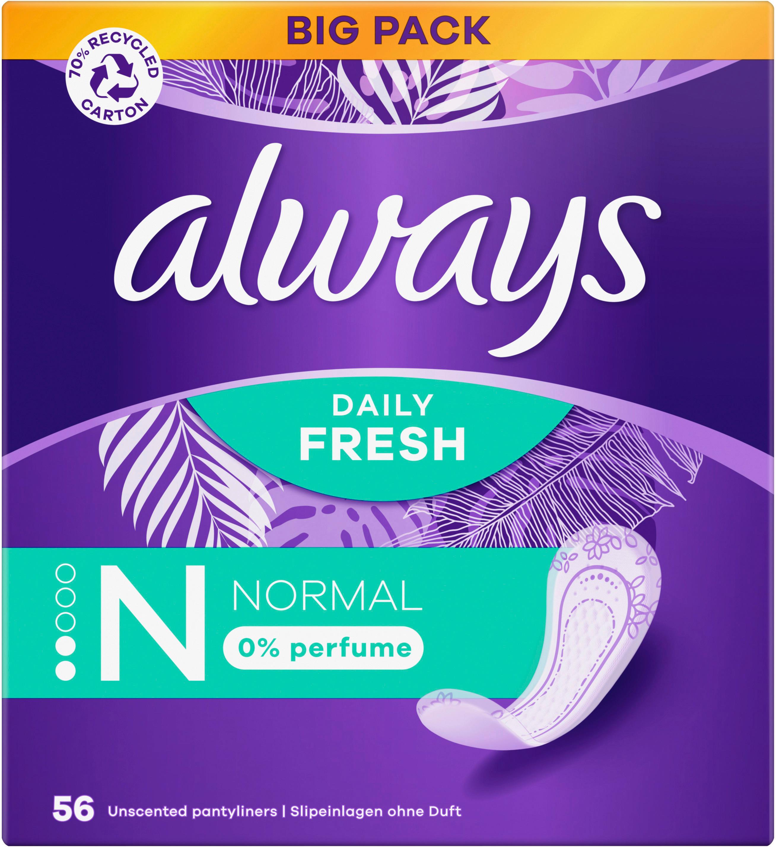 Always DAILY Slipeinlagen Fresh Normal ohne Duft BigPack 56 Stück