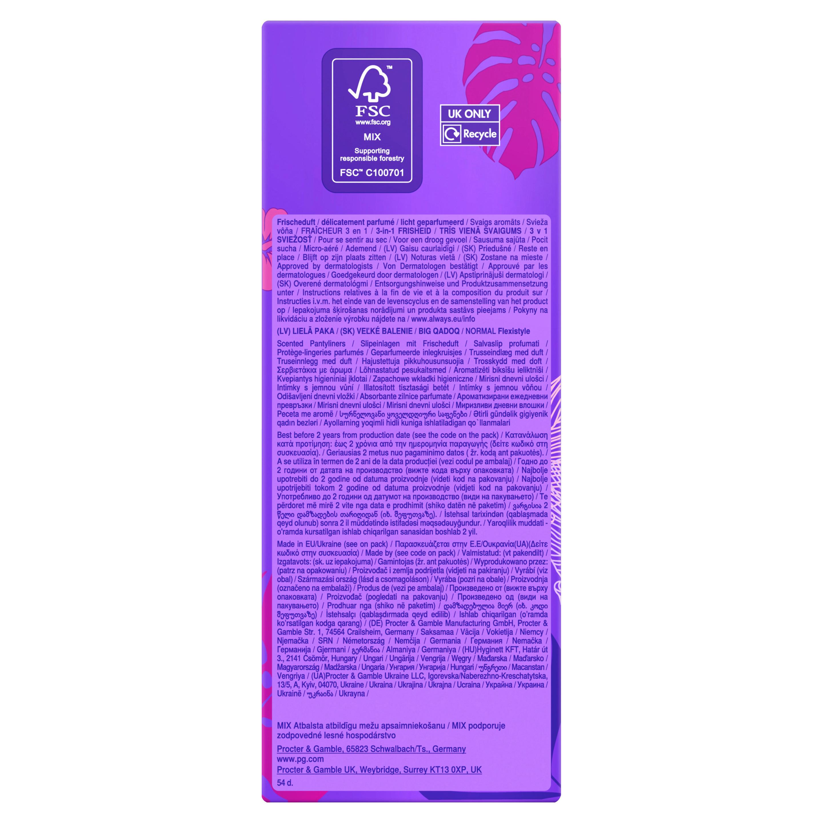 Produktbild Always DAILY Slipeinlagen Fresh Flexistyle Normal mit Frischeduft BigPack 54 Stück 14 von 14