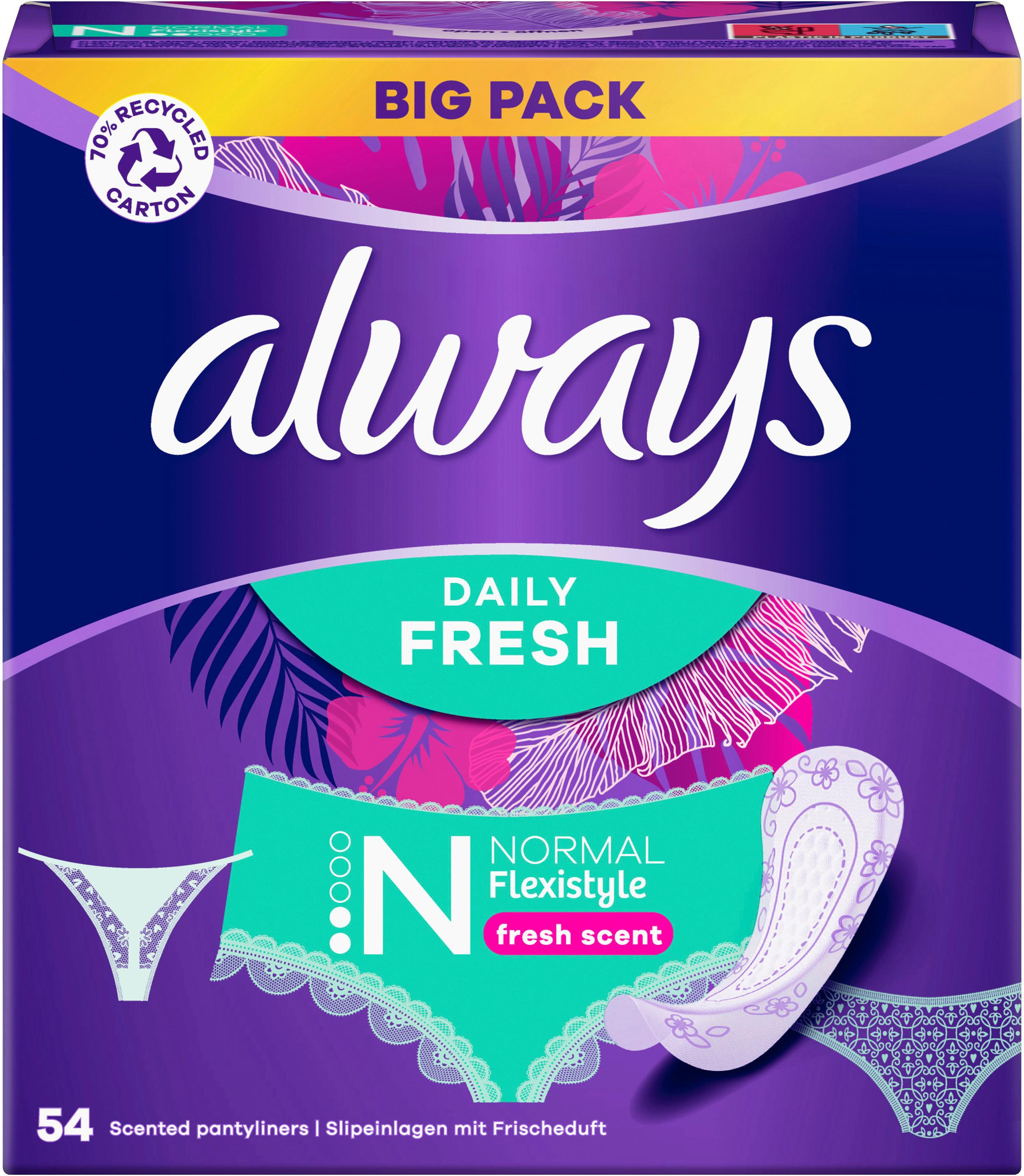 Produktbild Always DAILY Slipeinlagen Fresh Flexistyle Normal mit Frischeduft BigPack 54 Stück 11 von 14