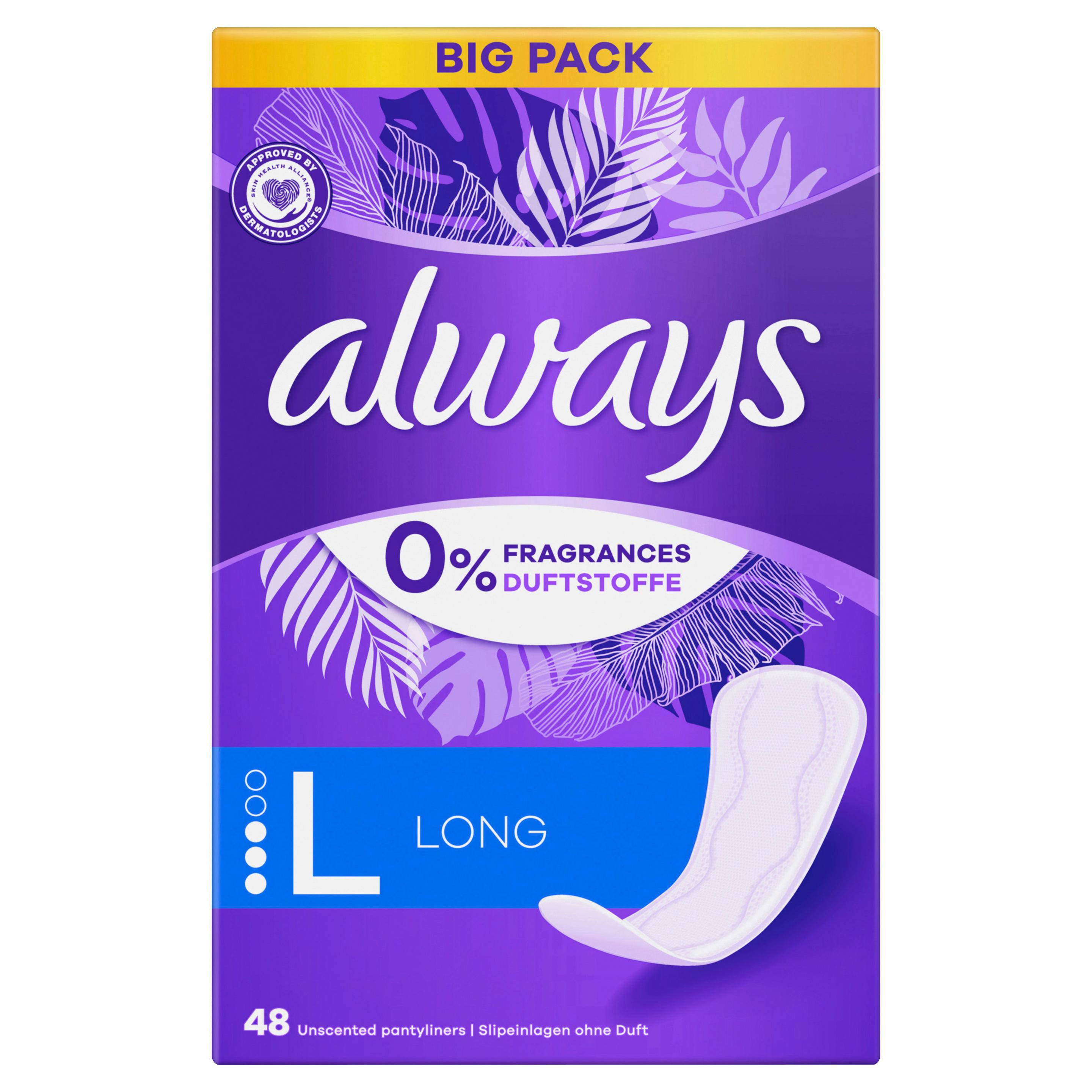 Always DAILY Slipeinlagen Protect Long 0% Duft-&Farbstoffe BigPack