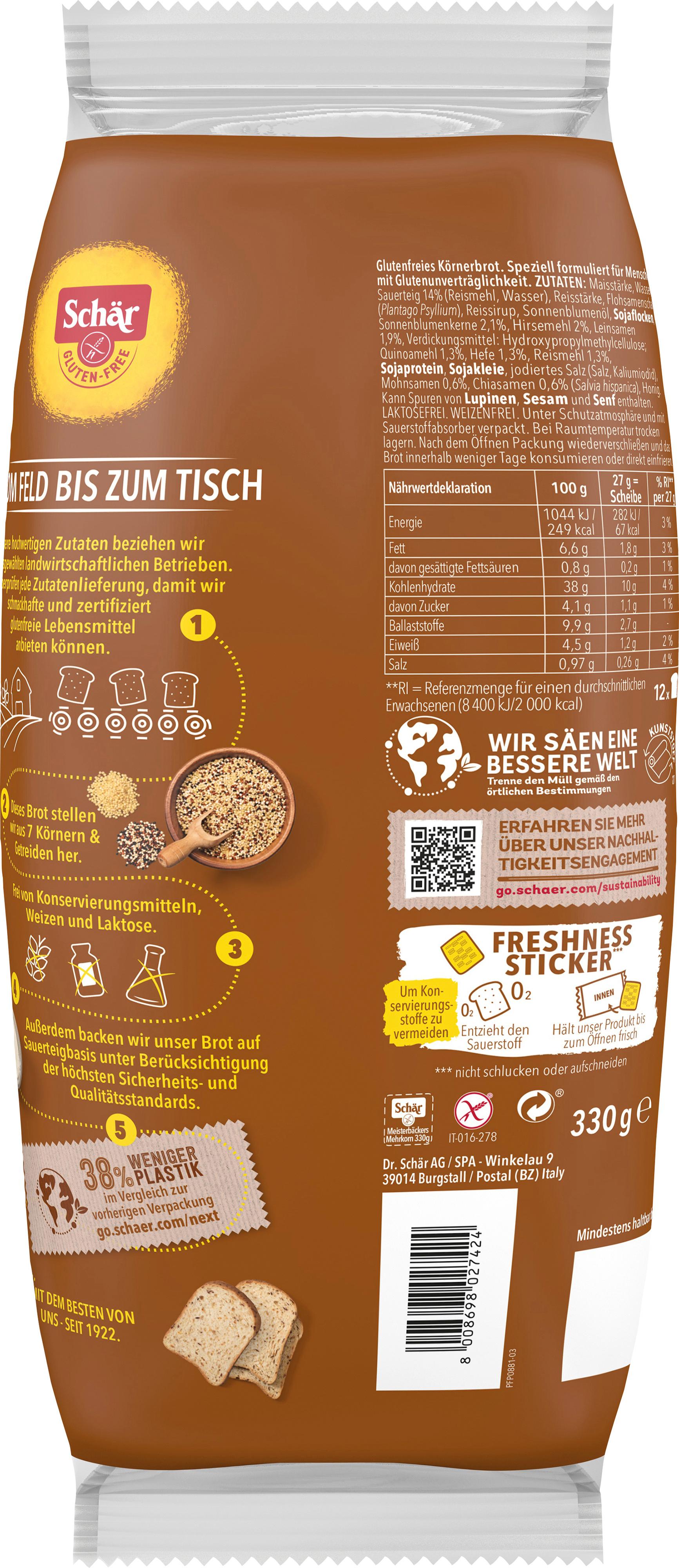 Produktbild Meisterbäckers Mehrkorn - Schär - 330g 2 von 2