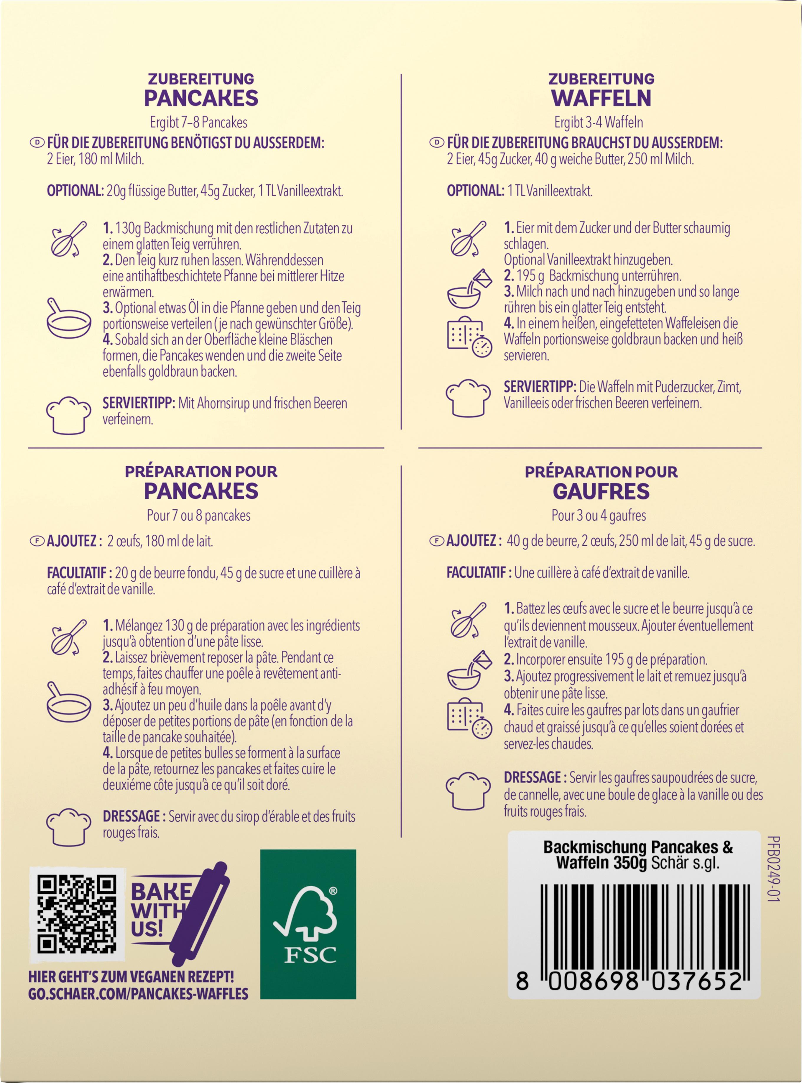 Produktbild Schär Backmischung Pancakes&Waffeln glutenfrei 3 von 3