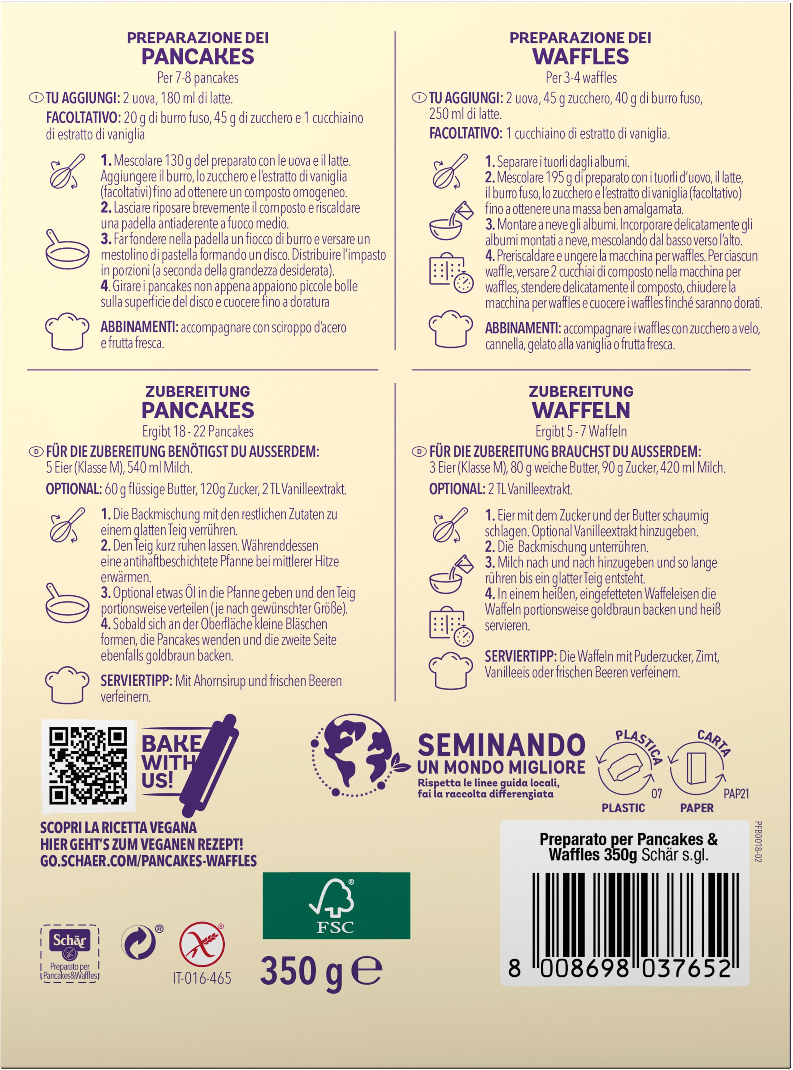 Produktbild Schär Backmischung Pancakes&Waffeln glutenfrei 2 von 3
