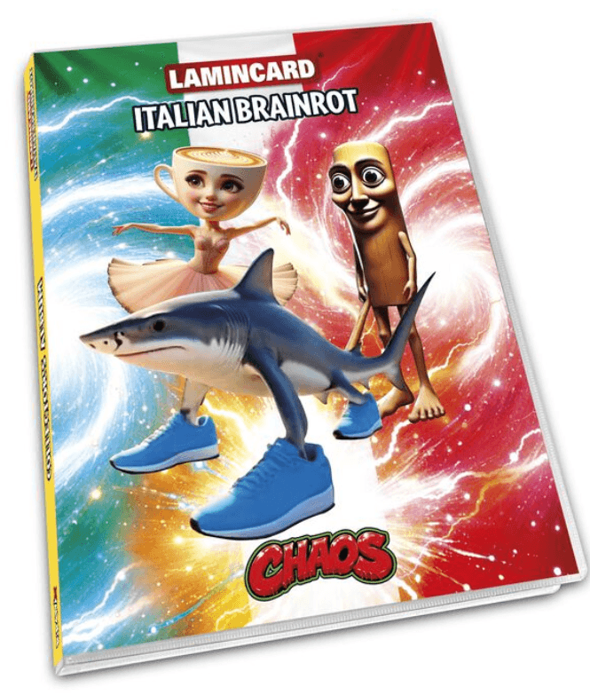Lamincard Italian Brainrot  Album W3 – Offizielles Sammelalbum inkl. exklusivem Foilpack, Platz für 162 Karten, ab 3 Jahren