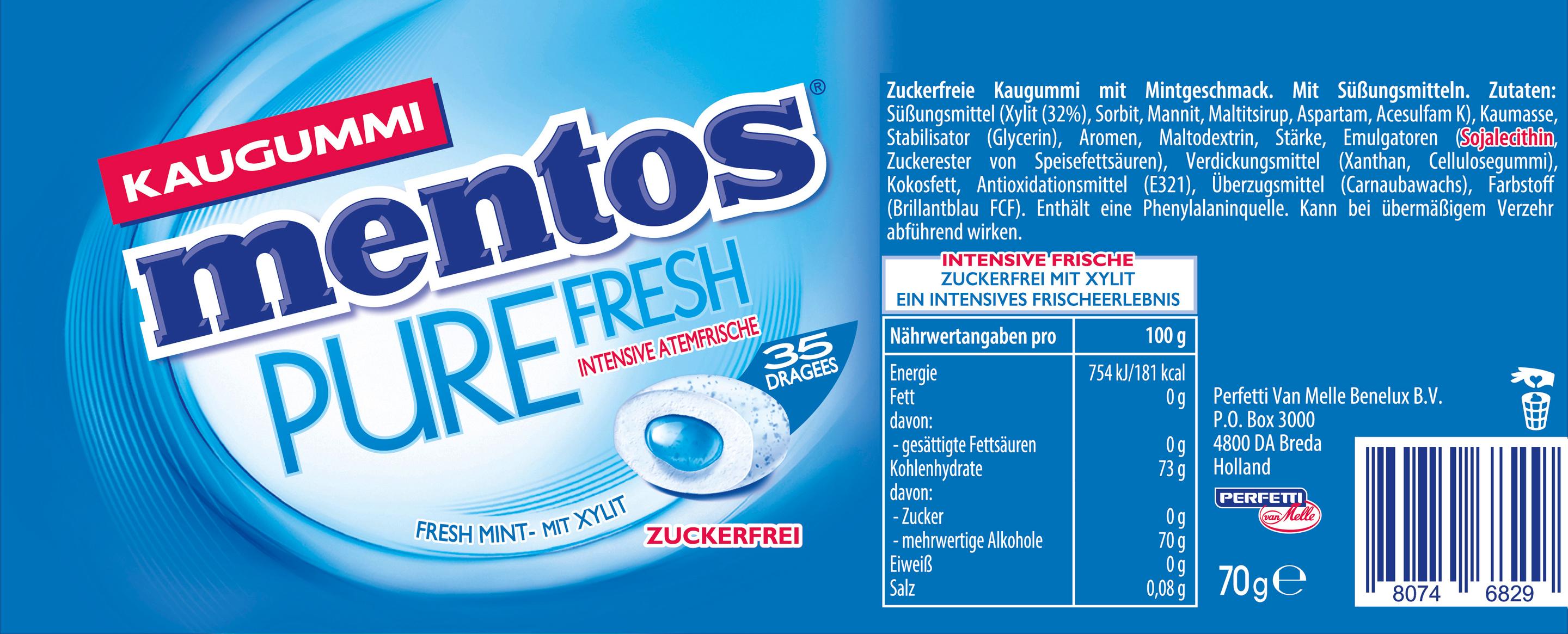 Produktbild Mentos Pure Fresh Mint Kaugummi 2 von 2
