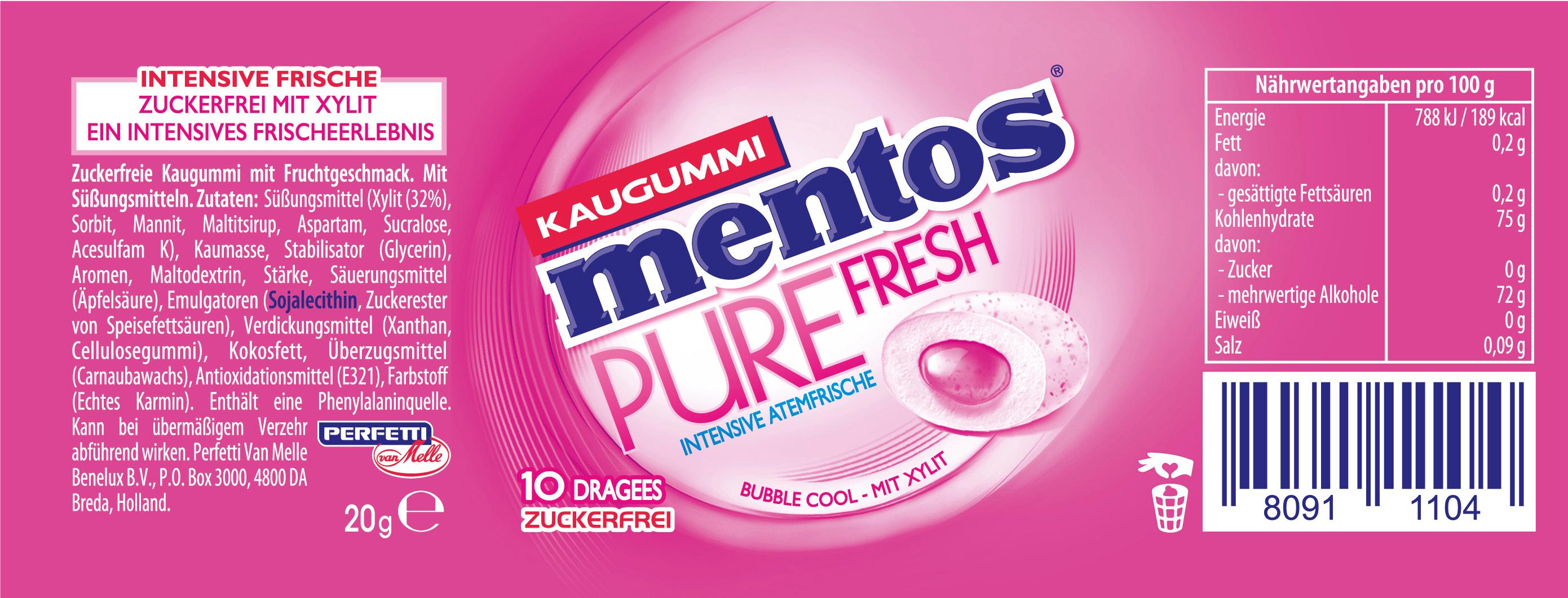 Produktbild mentos Kaugummi Pure Fresh Bubble Cool 2 von 2