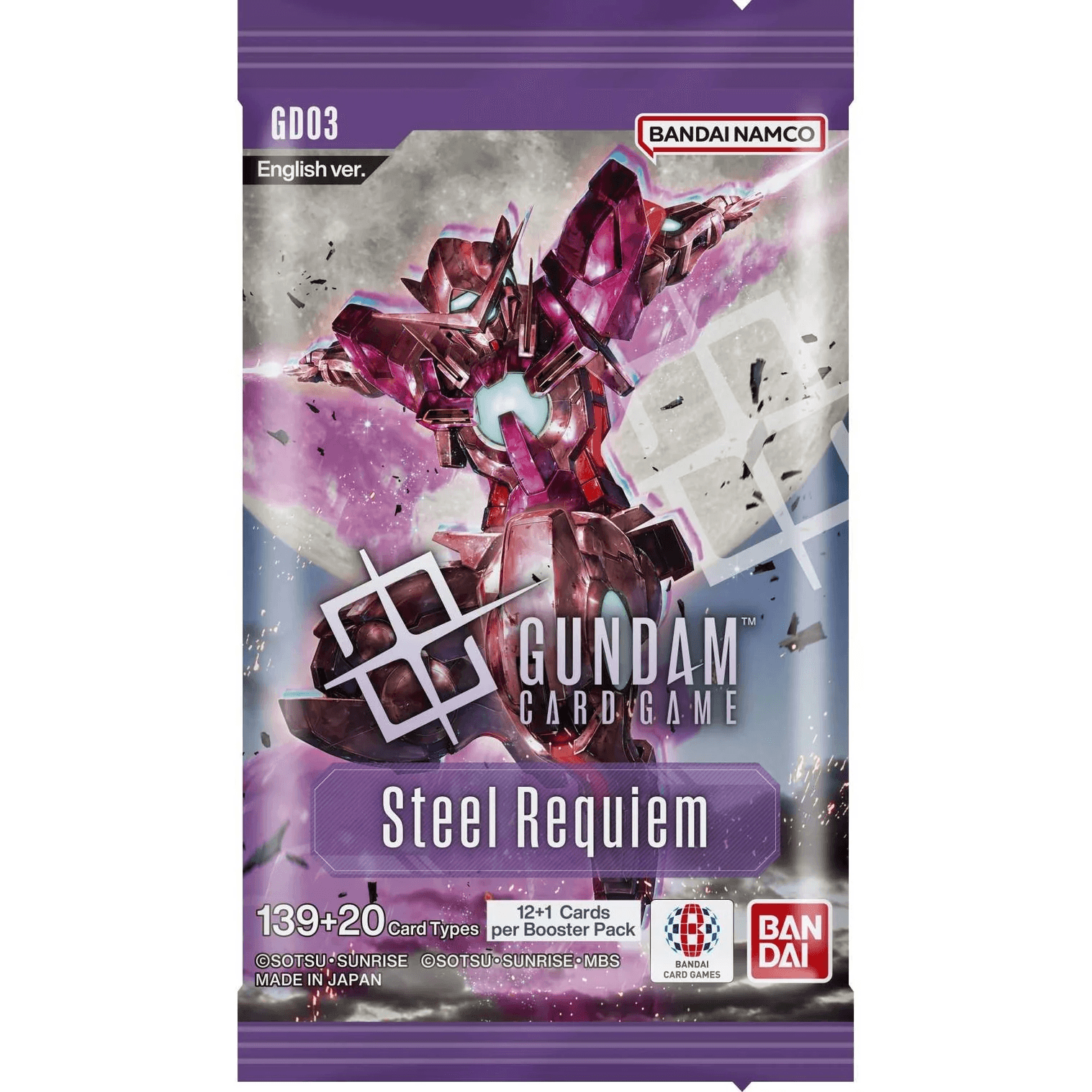 Gundam Card Game – Booster Pack GD03 „Steel Requiem“ - 12+1 Sammelkarten | Bandai Trading Card Game