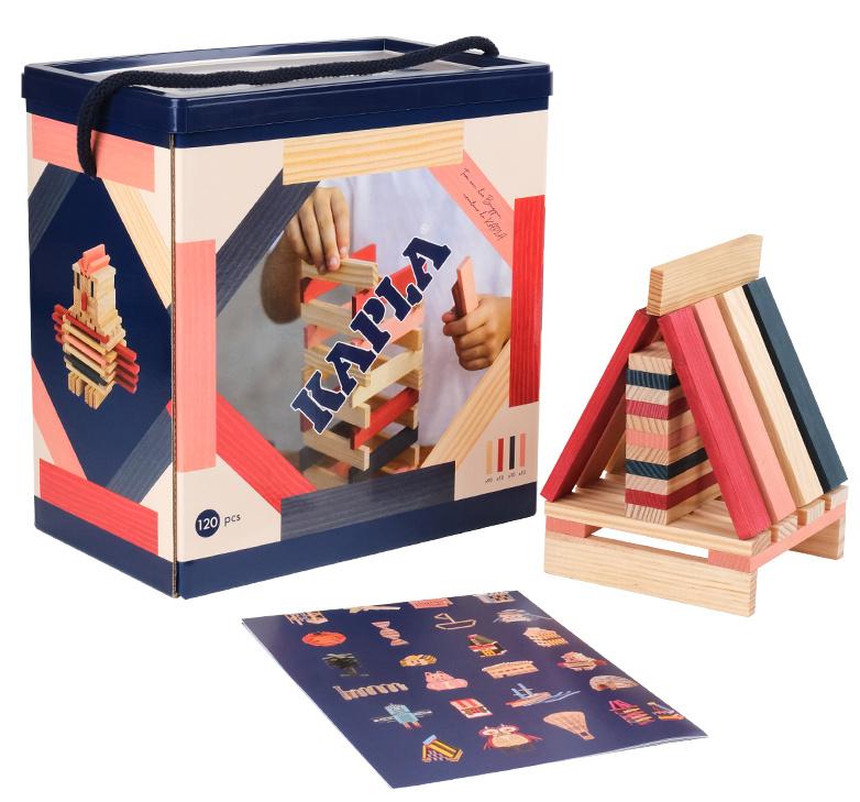 Produktbild KAPLA - 120er Box Natur und Farbe ( dunkelblau, rosa und rot ) 4 von 5