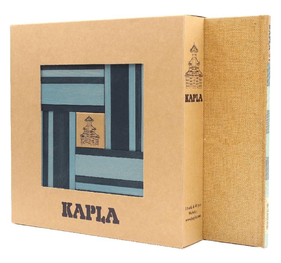 KAPLA - Holzbausteine, hellblau/dunkelblau, 40er Box