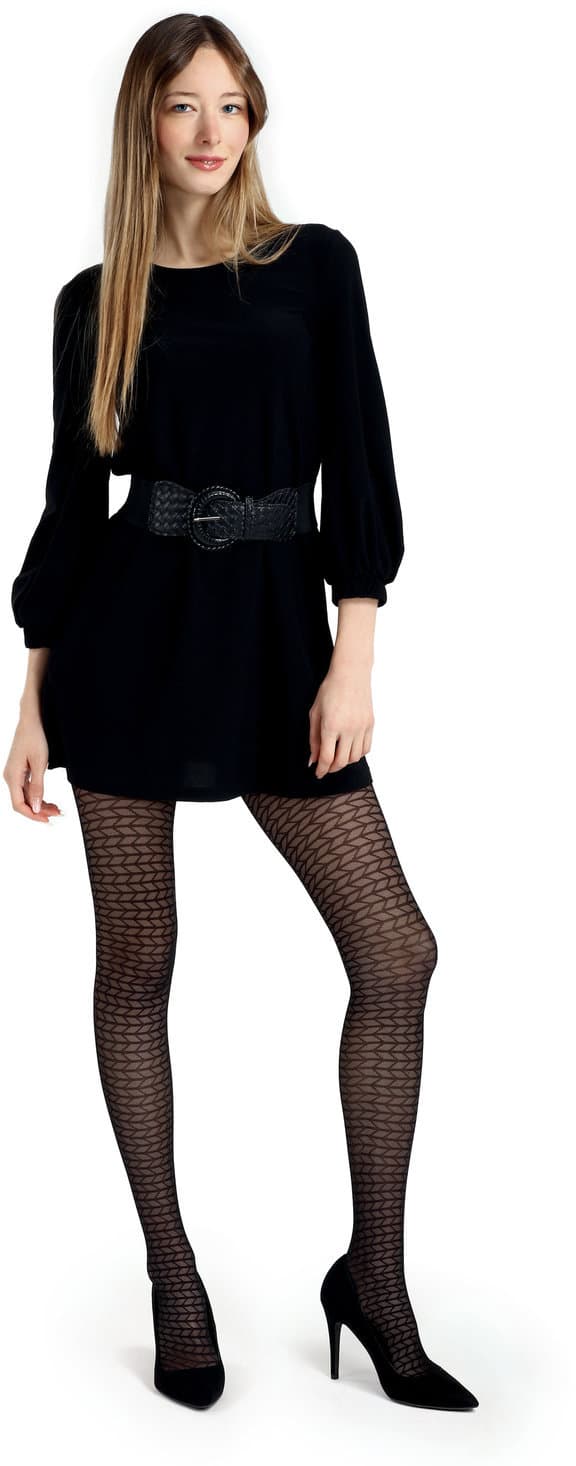 PRIMAVERA Damen Feinstrumpfhose Geometrische Muster 40 DEN