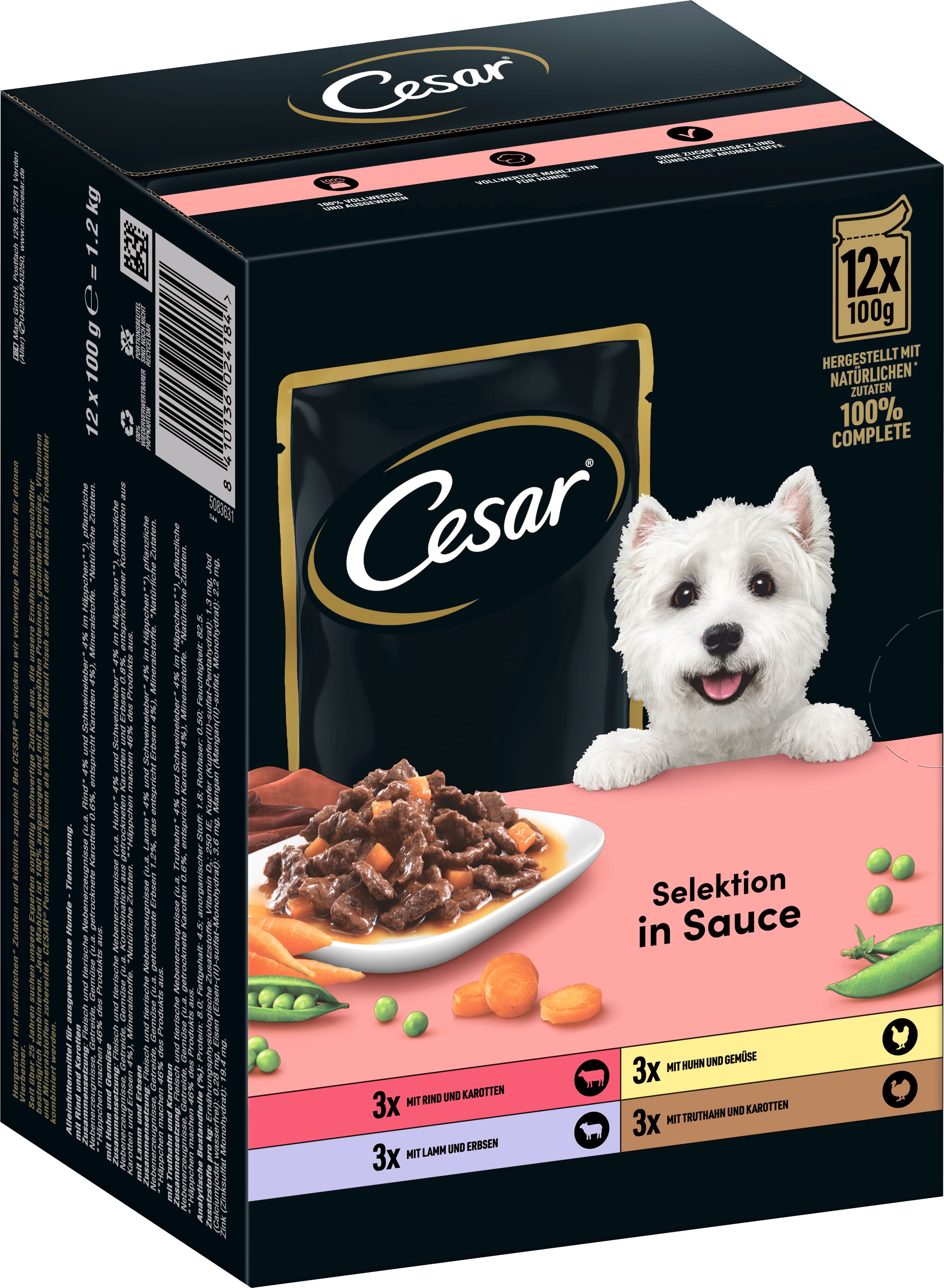 Produktbild CESAR® Portionsbeutel Multipack Selektion in Sauce 4 Varietäten 12 x 100g 4 von 4