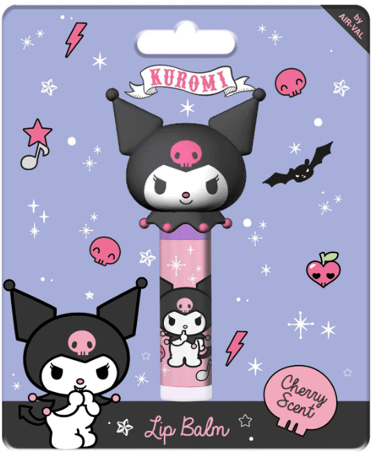 Air-Val Sanrio Kuromi Lippenbalsam mit 3D-Kappe, Kirschduft, 4,5 g