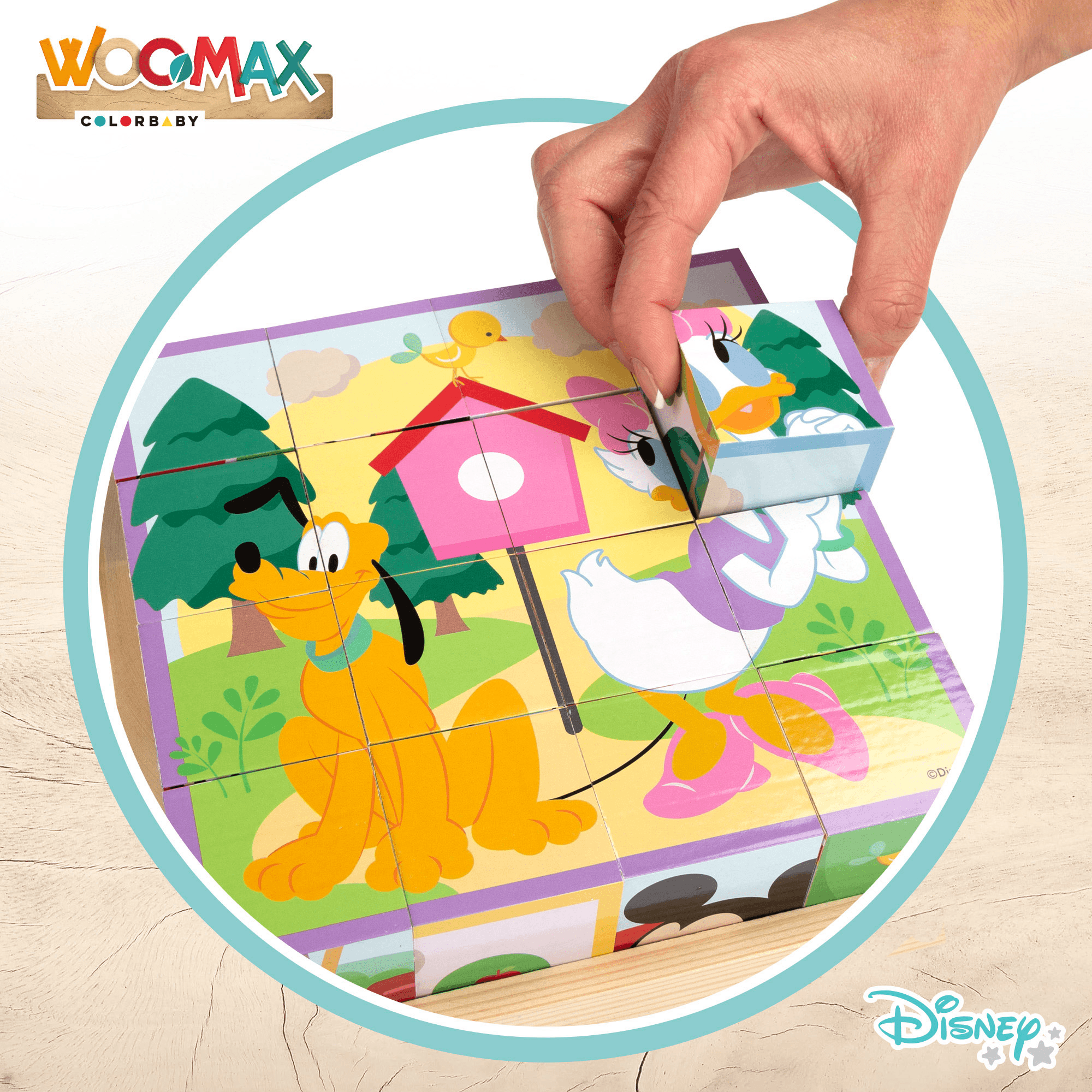 WOOMAX Zookabee Arche Noah aus Holz mit Tierfiguren und Steckformen, ab 2 Jahren