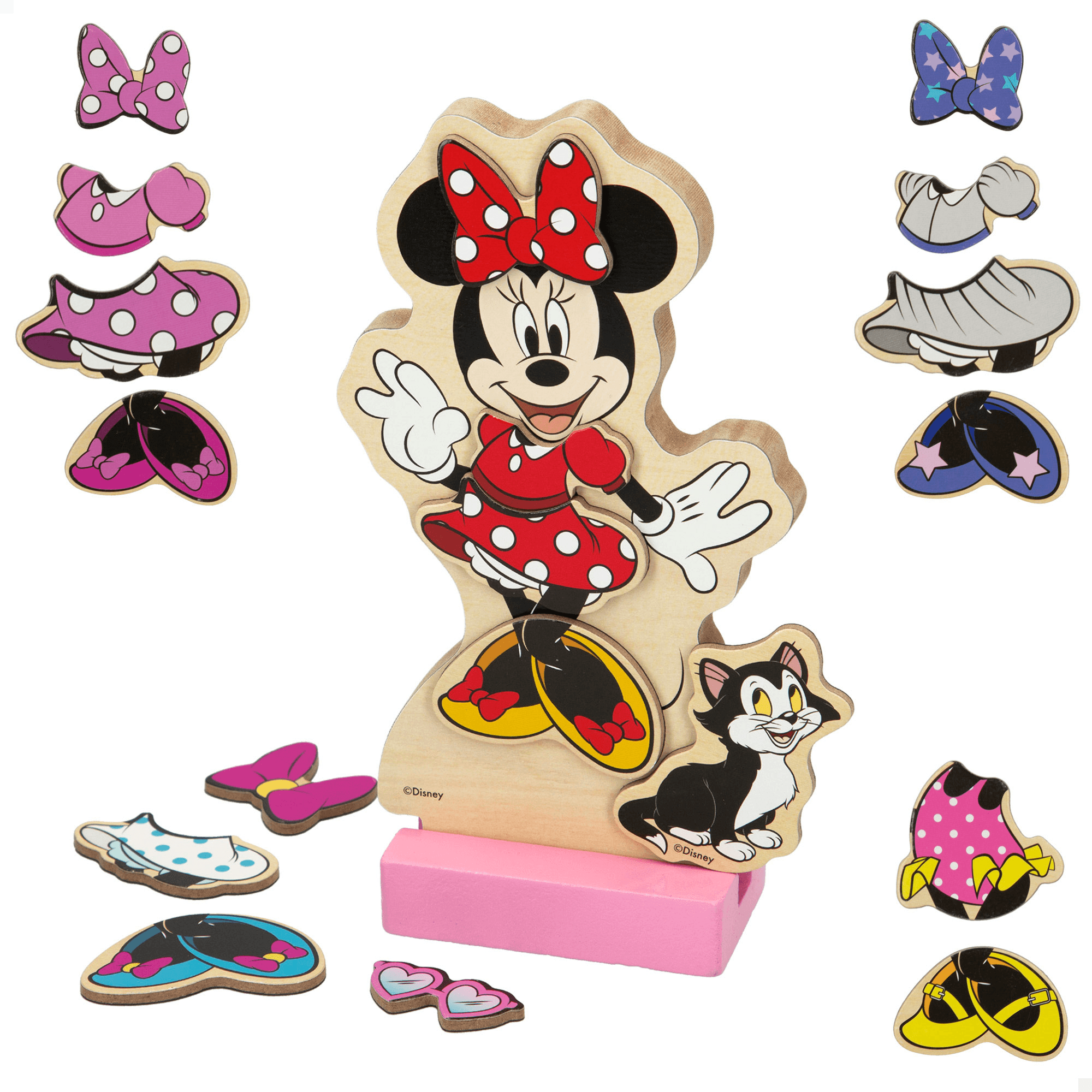 WOOMAX Disney Minnie Maus Magnet-Ankleidespiel aus Holz, 38 Teile, ab 3 Jahren