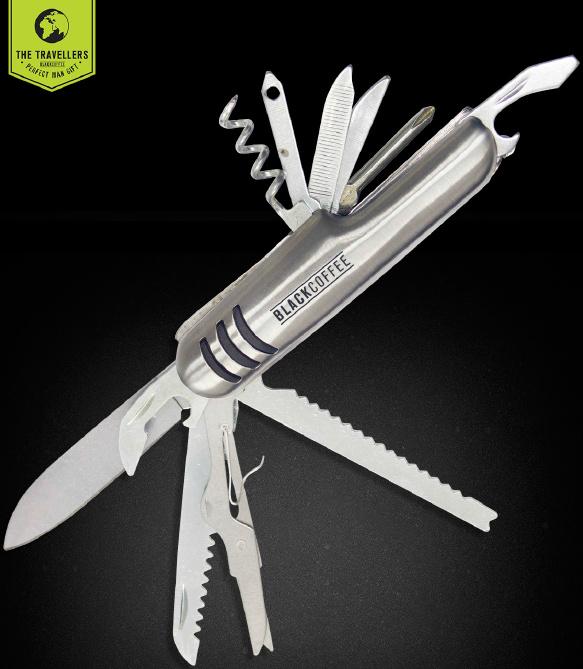 BLACK COFFEE Taschenmesser mit 11 Funktionen silber