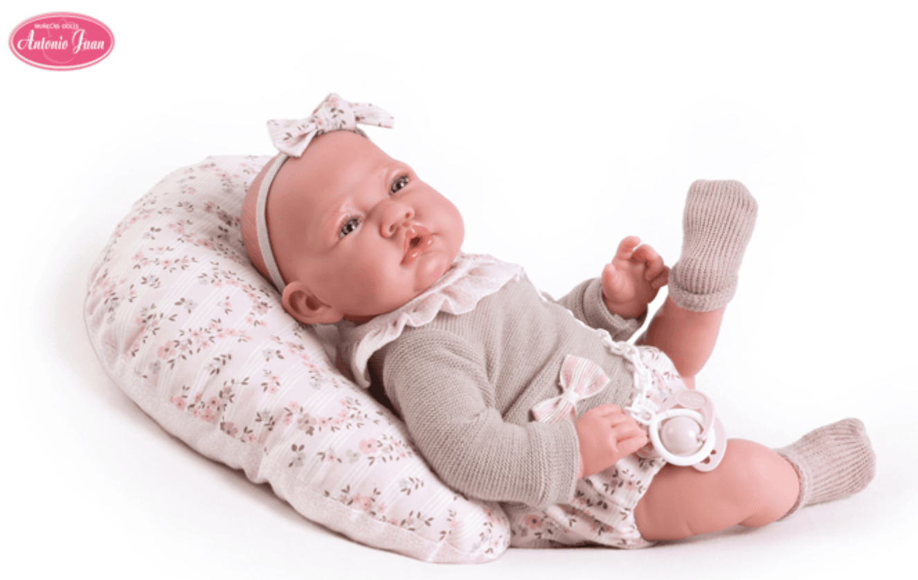 Antonio Juan Muñecas Puppe Neugeborenes Baby Recién Nacida mit Stillkissen – 42 cm