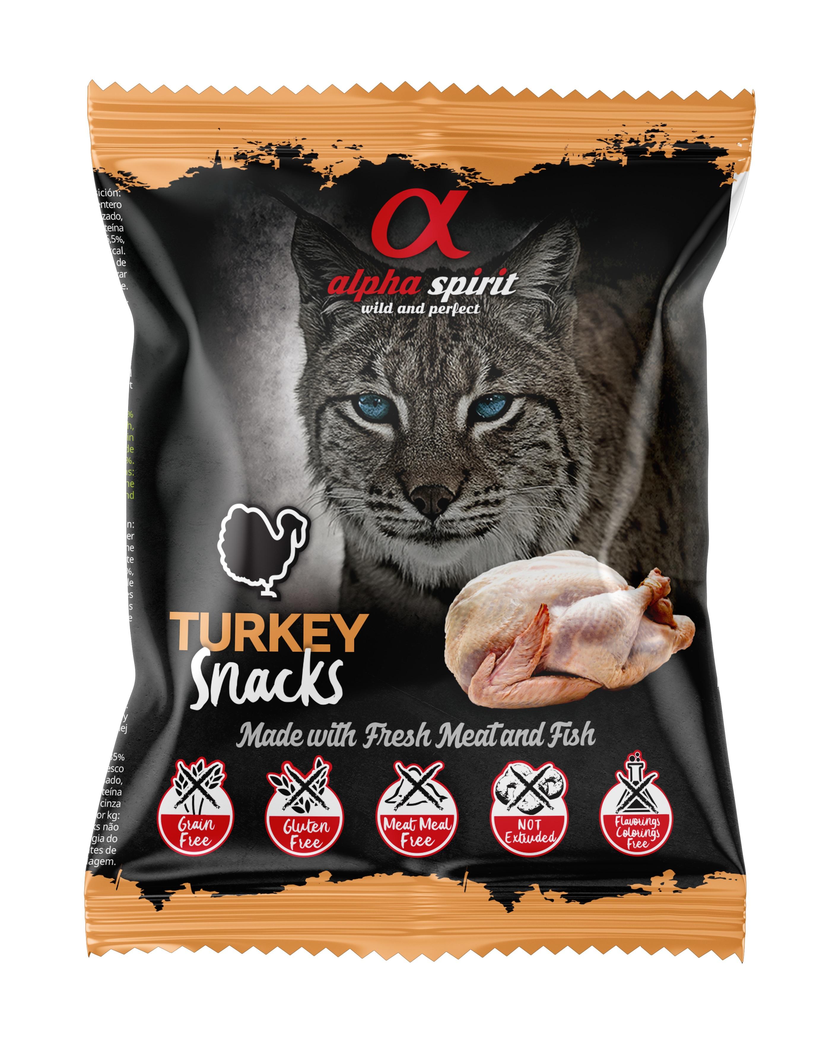 alpha spirit Cat Snacks Bag gewürfelt Truthahn